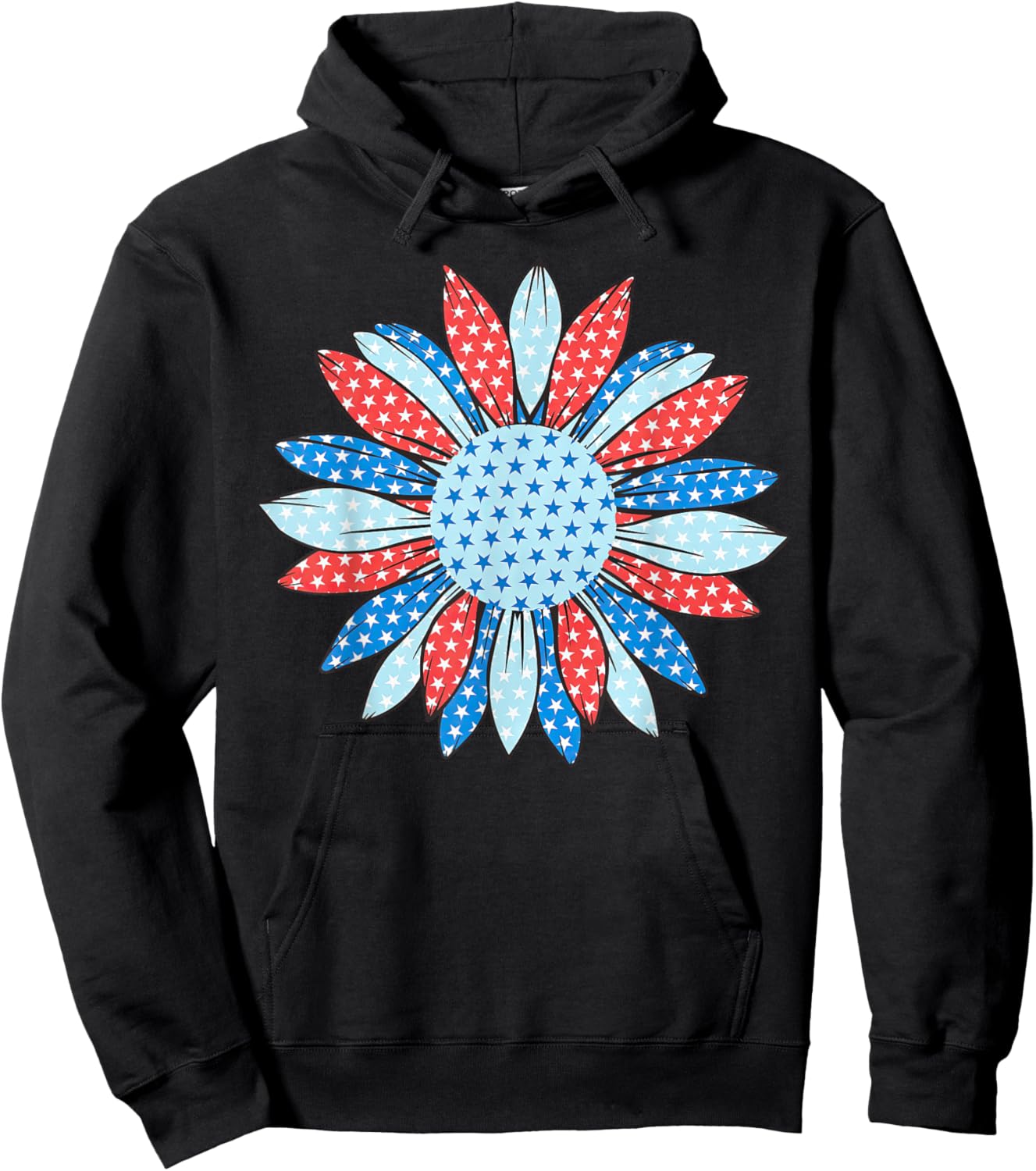 American Flag Sunflower 4th Of July Women Patriotic Hoodie - Hoodie | Black