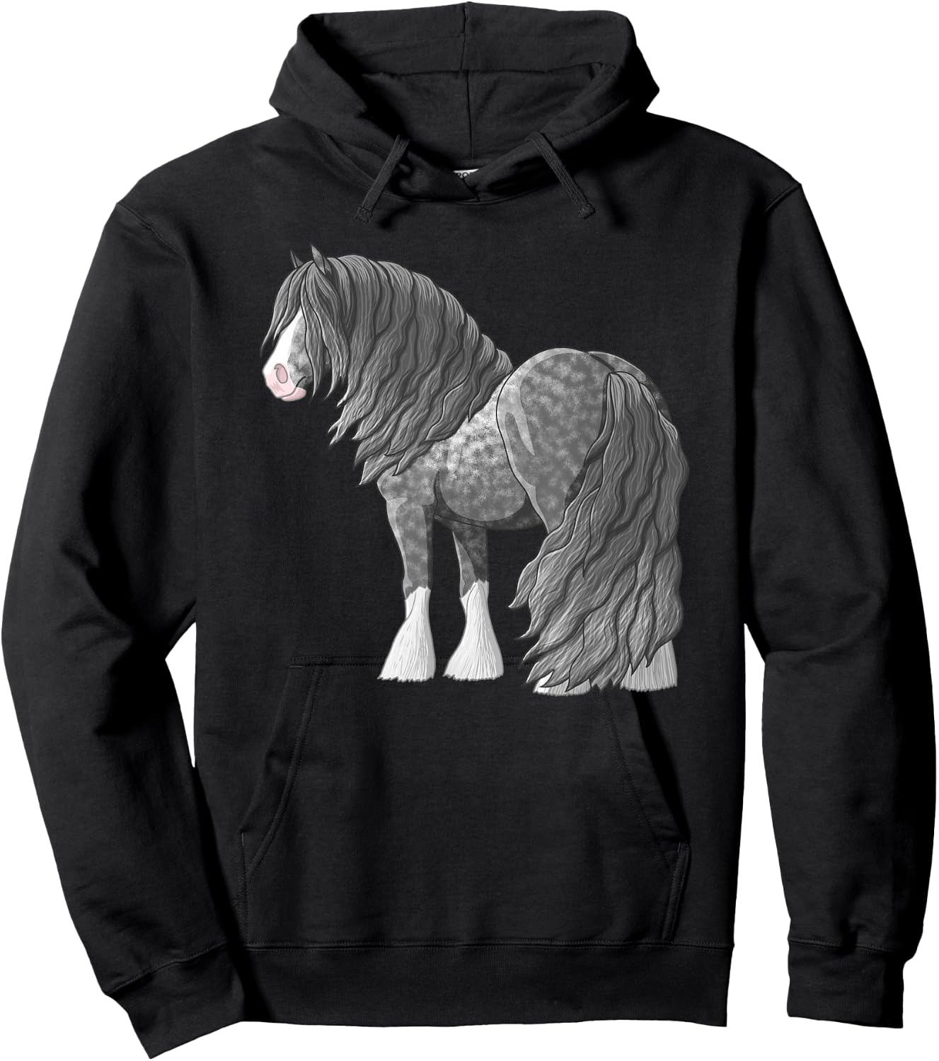 Dapple Gray Gypsy Vanner Irish Cob Draft Horse Hoodie - Hoodie | Black