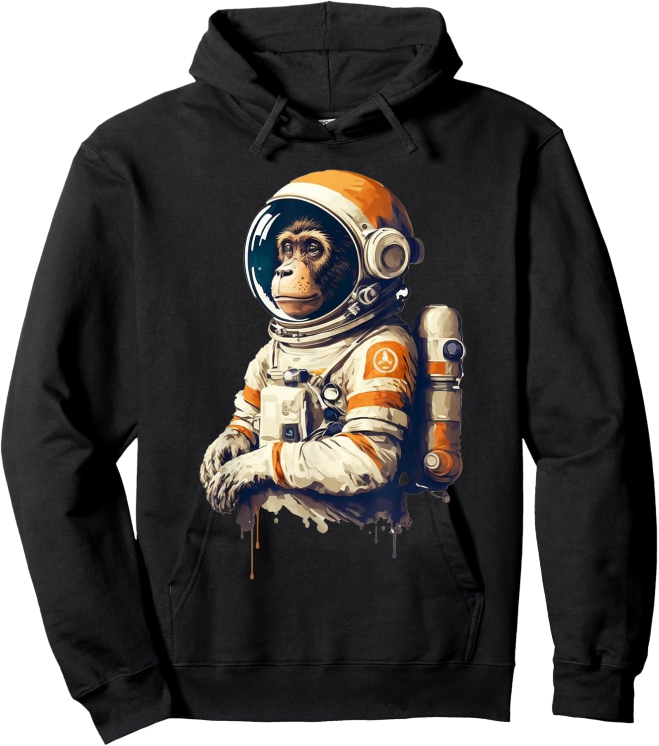 Retro Monkey Space Astronaut Chimp Art Funny Sci-Fi Design Hoodie - Hoodie | Black