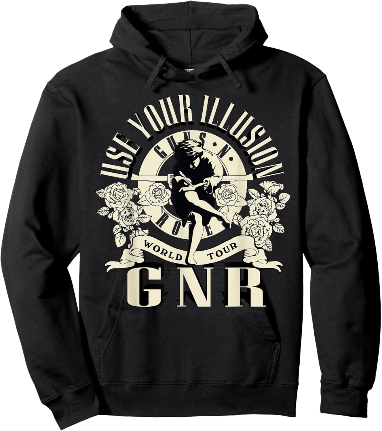Official Guns N' Roses Illusion World Tour Hoodie - Hoodie | Black