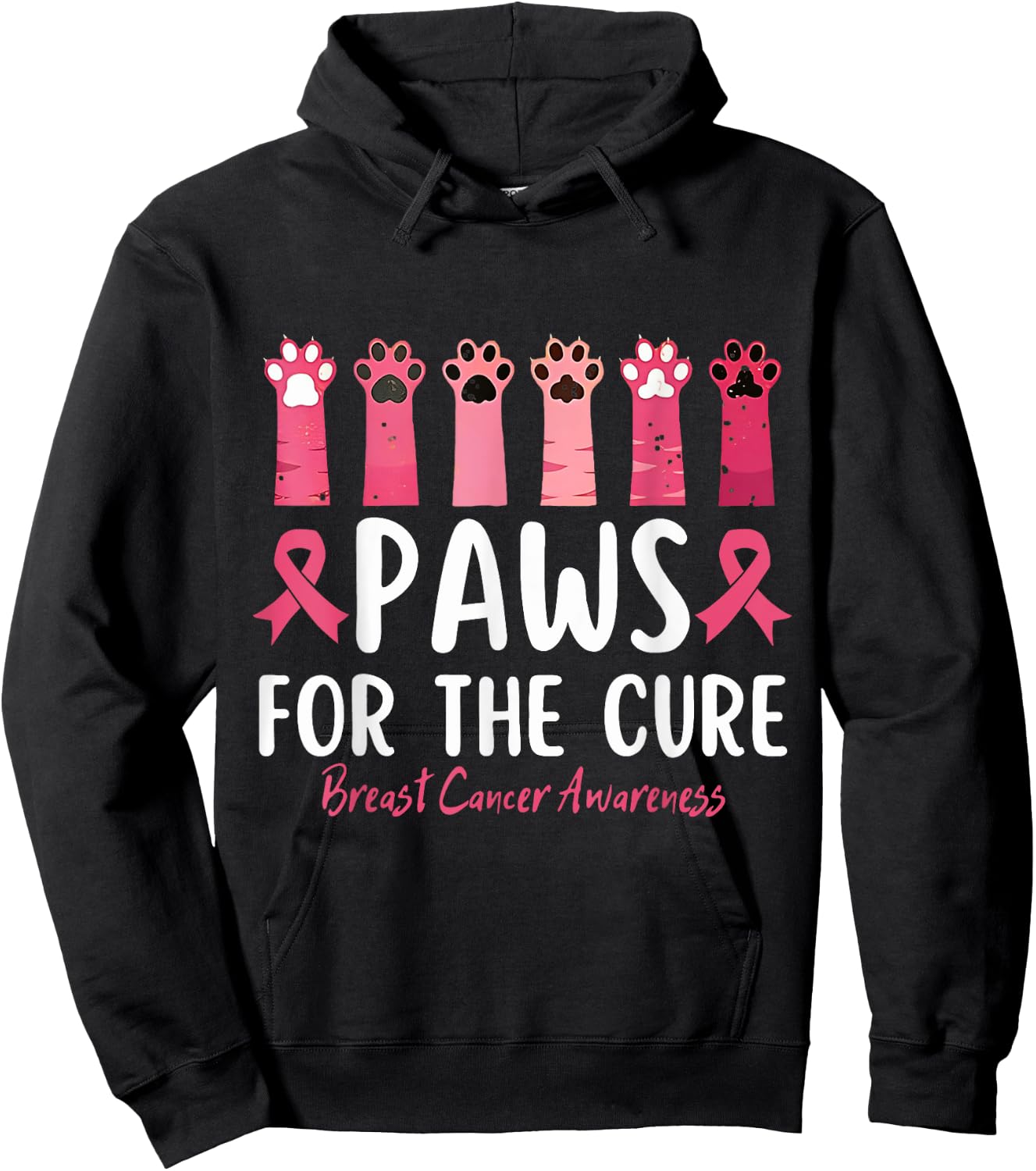Paws For The Cure Breast Cancer Awareness Hoodie - Hoodie | Black