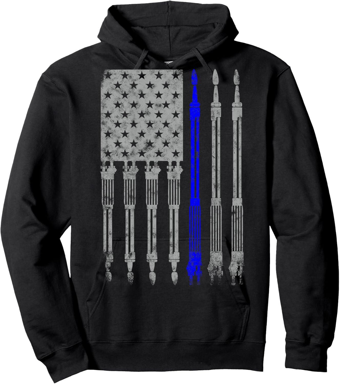 Welder Blue line American Flag Shirt USA Patriotic Welder Hoodie - Hoodie | Black