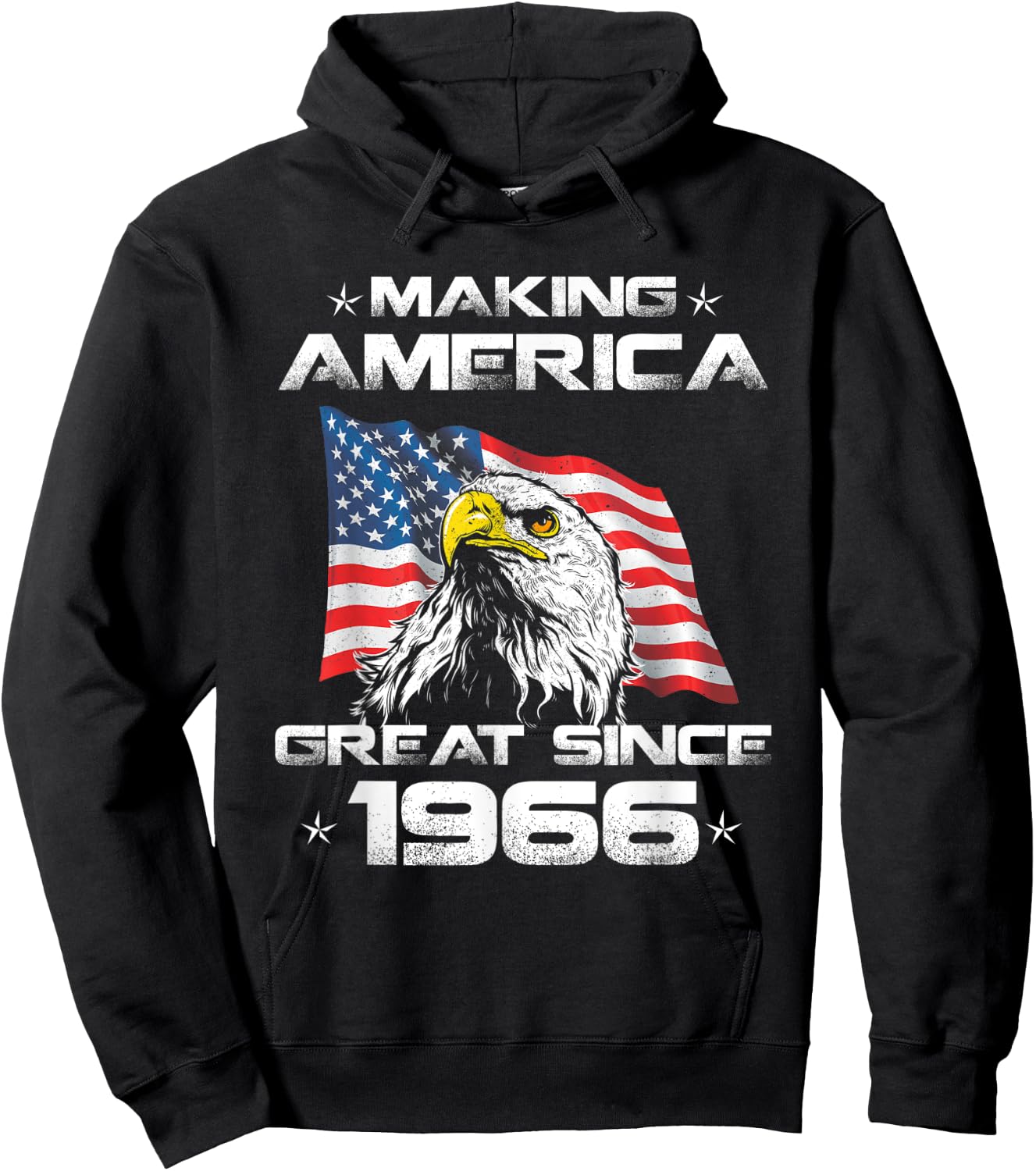 54th Birthday Gift USA Flag Making America Great Since 1966 Men Hoodie - Hoodie | Black