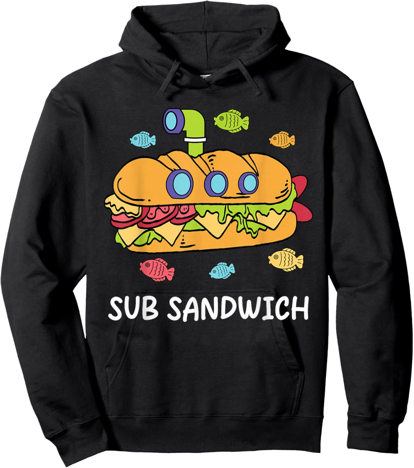 Funny Sub Sandwich Foodie Pun Gift Women Kids Boys Hoodie - Hoodie | Black