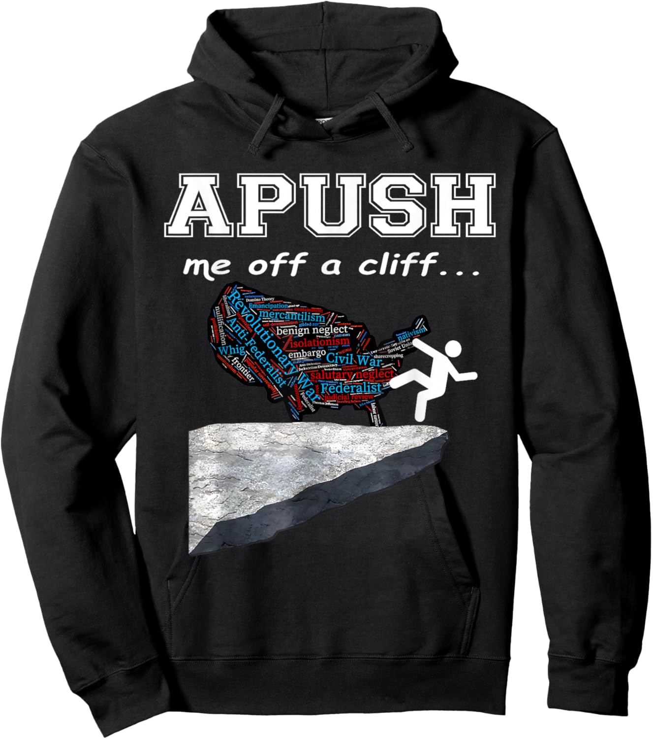 A Push Me Off A Cliff Trendy Funny AP Exam For USA Students Hoodie - Hoodie | Black