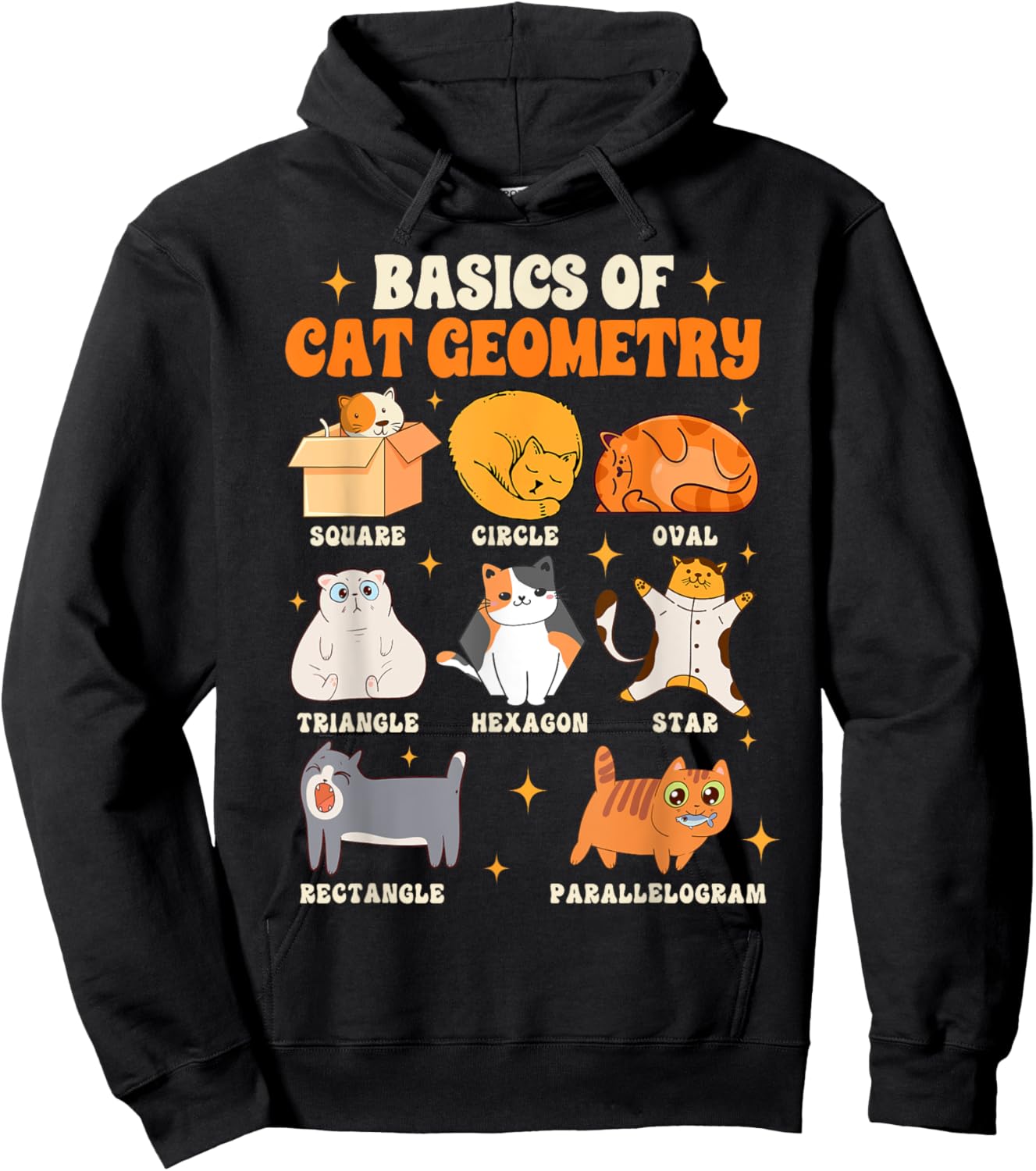 Math Teacher Life Teaching Cat Lover Basics Of Cat Geometry Men Women Hoodie - Hoodie | Black