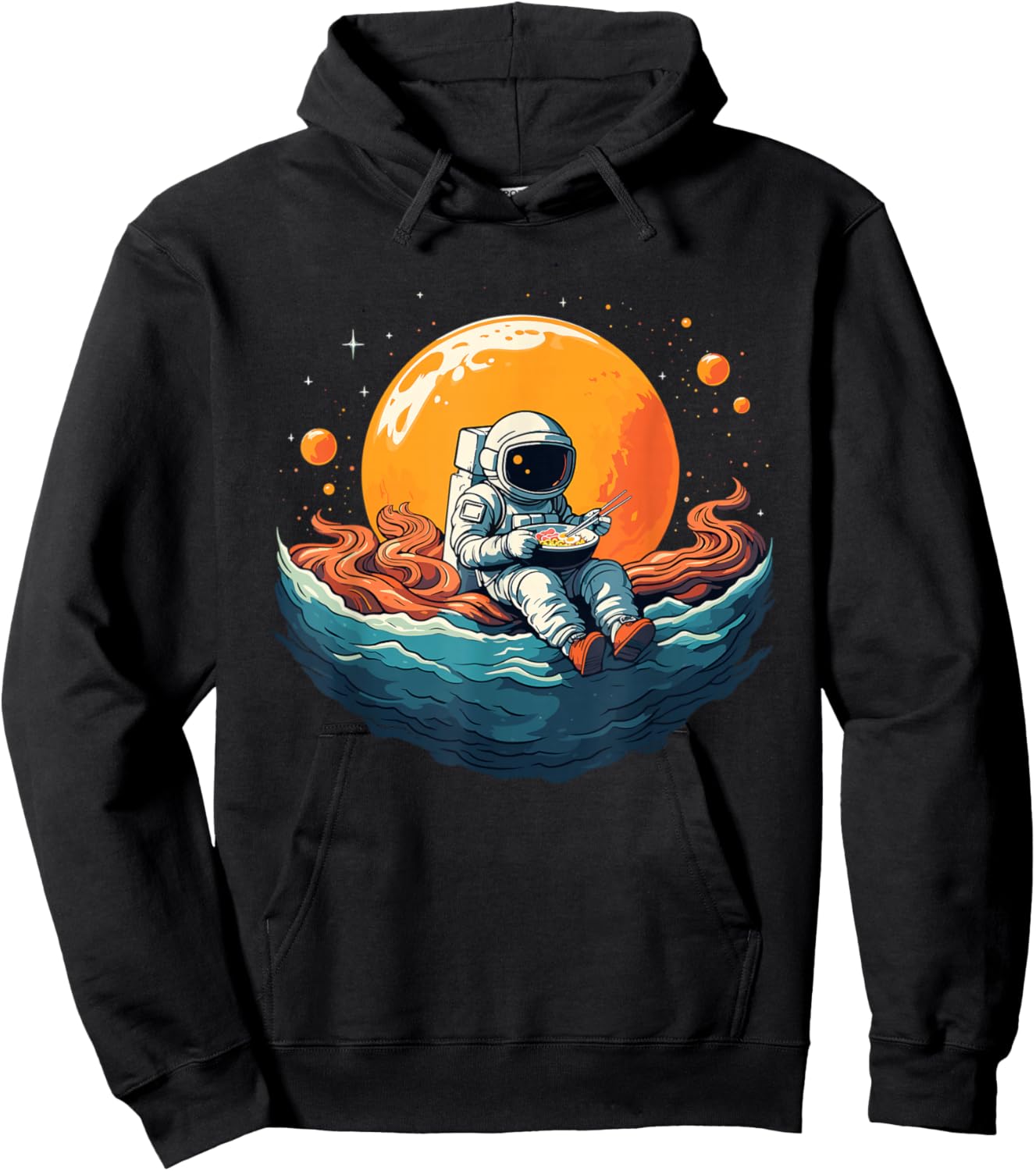 Astronaut Ramen Anime Space Kids Graphic Hoodie - Hoodie | Black