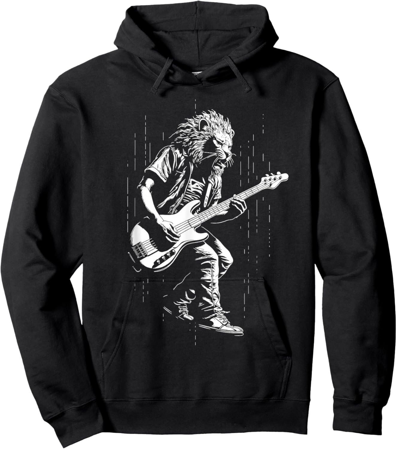 Guitarist Lion Music Bass Guitar Boys Men Kids Hoodie - Hoodie | Black