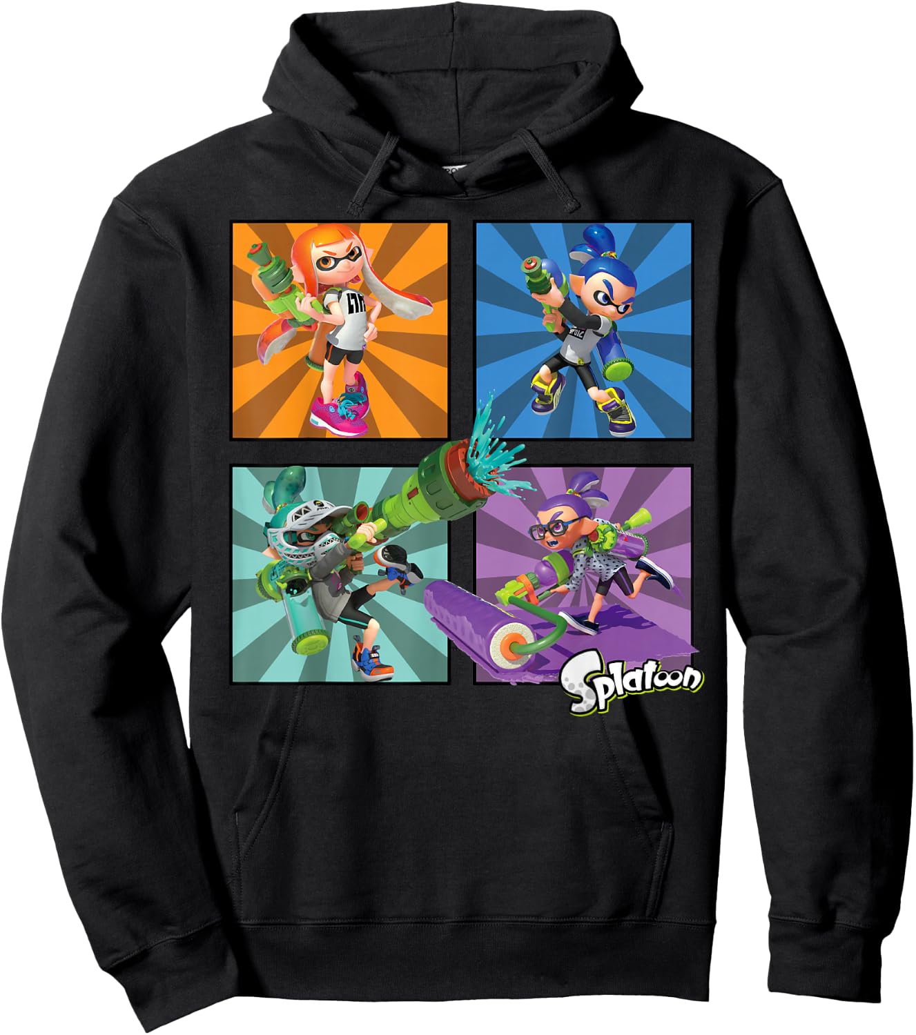 Splatoon Four Character Box Up Hoodie - Hoodie | Black