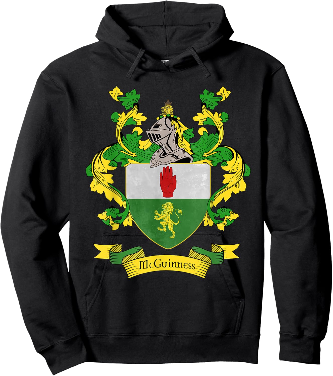 McGuinness Coat of Arms | McGuinness Surname Family Crest Hoodie - Hoodie | Black