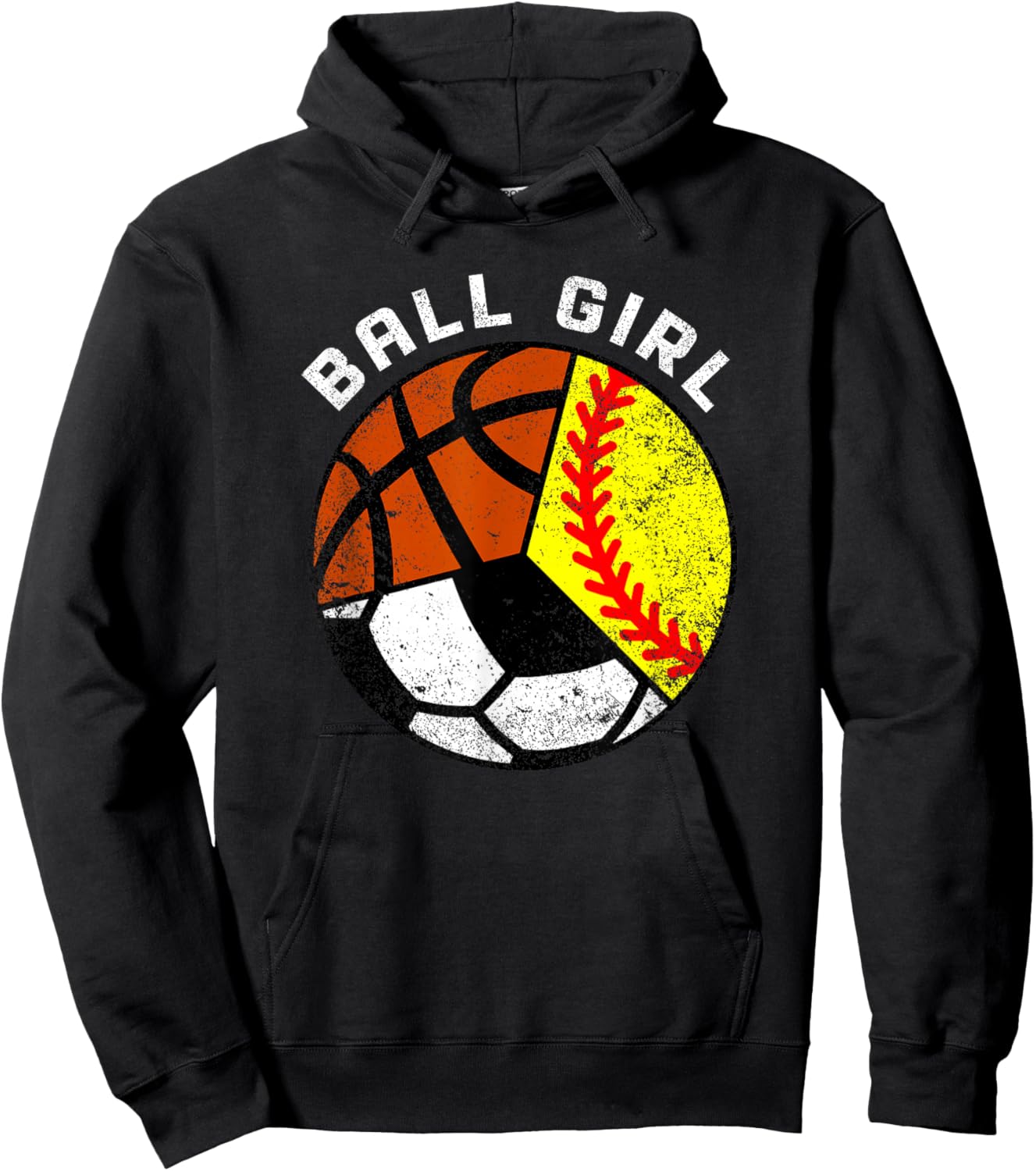 Ball Girl Funny Softball Soccer Basketball Player Hoodie - Hoodie | Black