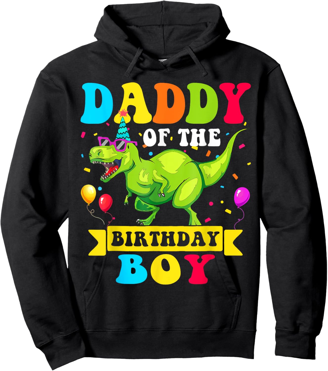 Daddy of the Birthday Boy Dinosaur Raptor Funny Hoodie - Hoodie | Black