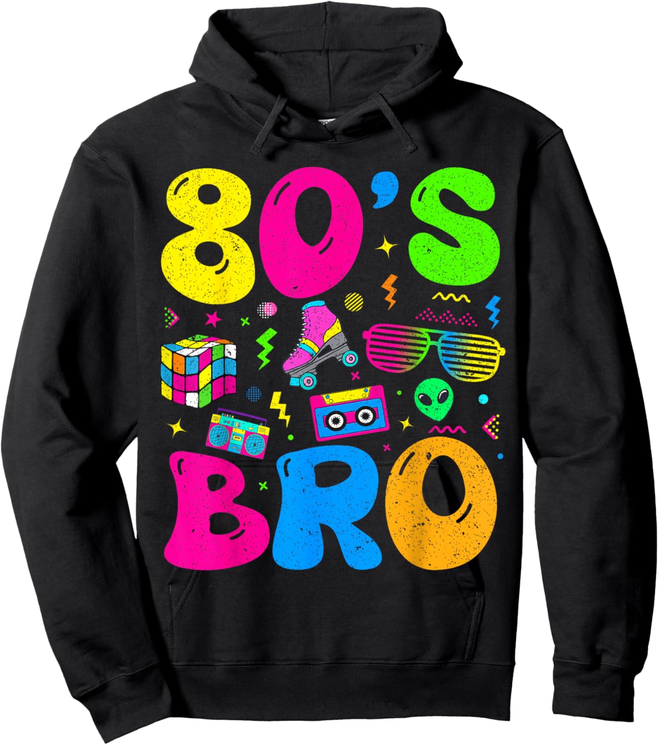 80s Bro 1980s Fashion 80 Theme Party Outfit Eighties Costume Hoodie - Hoodie | Black