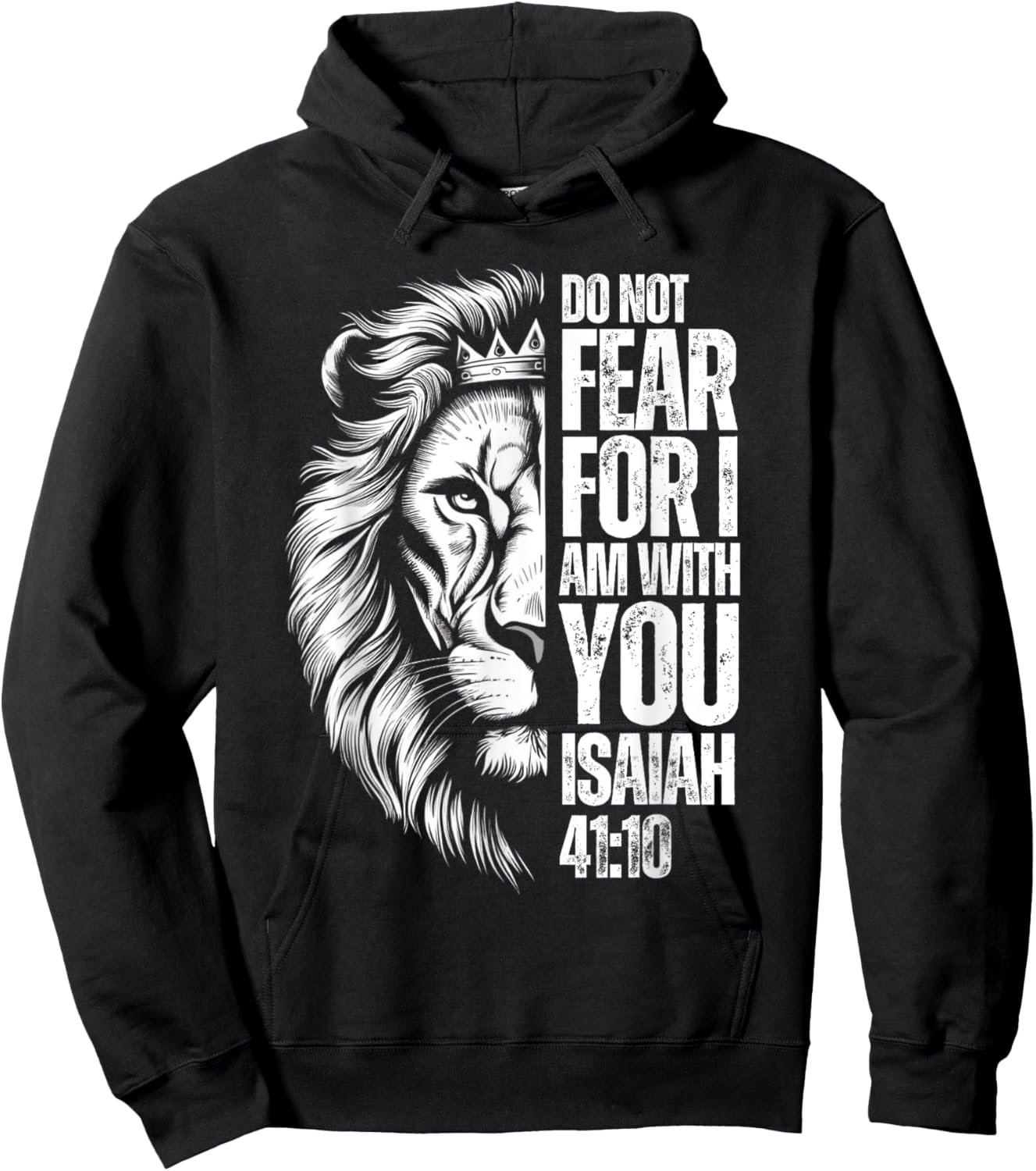 Christian Bible Verse Lion Fear Isaiah 41:10 Religious Hoodie - Hoodie | Black