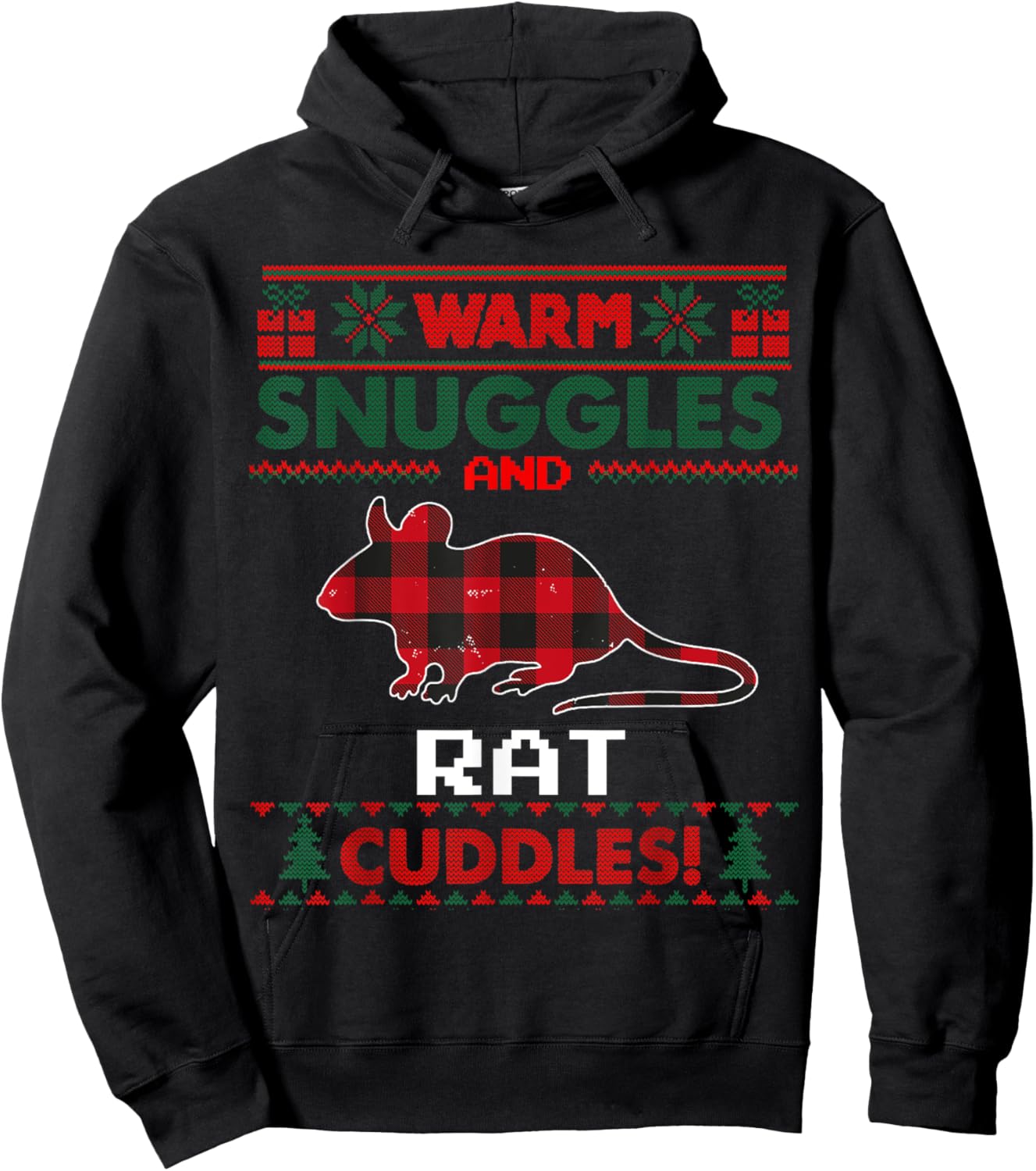 Rat Christmas Pajama Shirt Rat Lovers Ugly Christmas Sweater Hoodie - Hoodie | Black