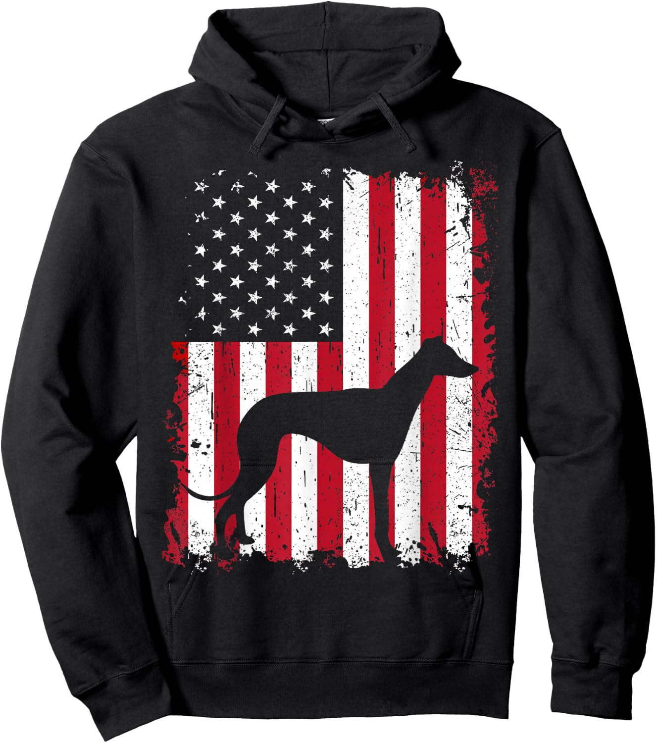Greyhound 4th of July Patriotic American USA Flag Gift Hoodie - Hoodie | Black