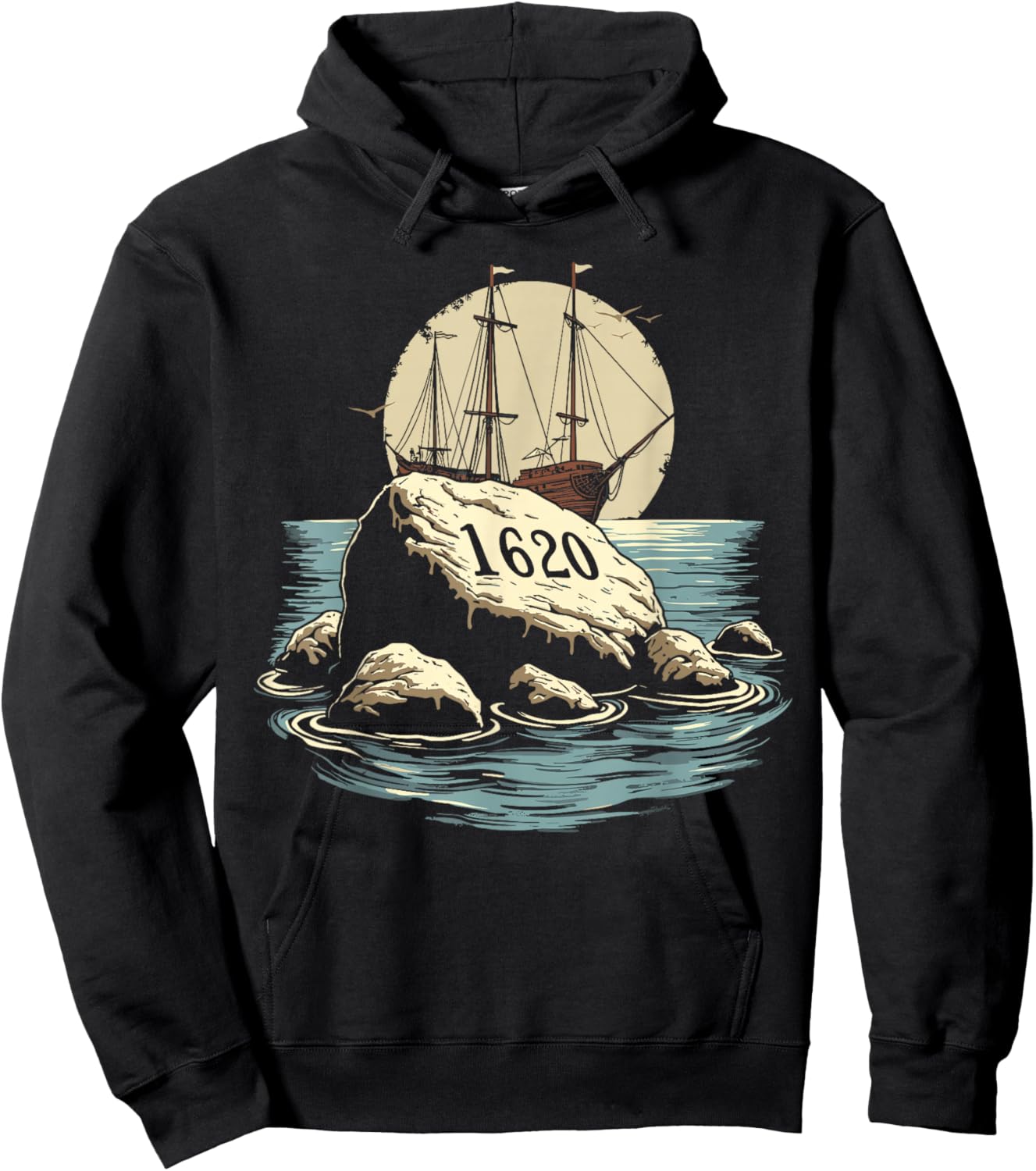 Plymouth Rock, Plymouth Massachusetts, Plymouth Rock Hoodie - Hoodie | Black