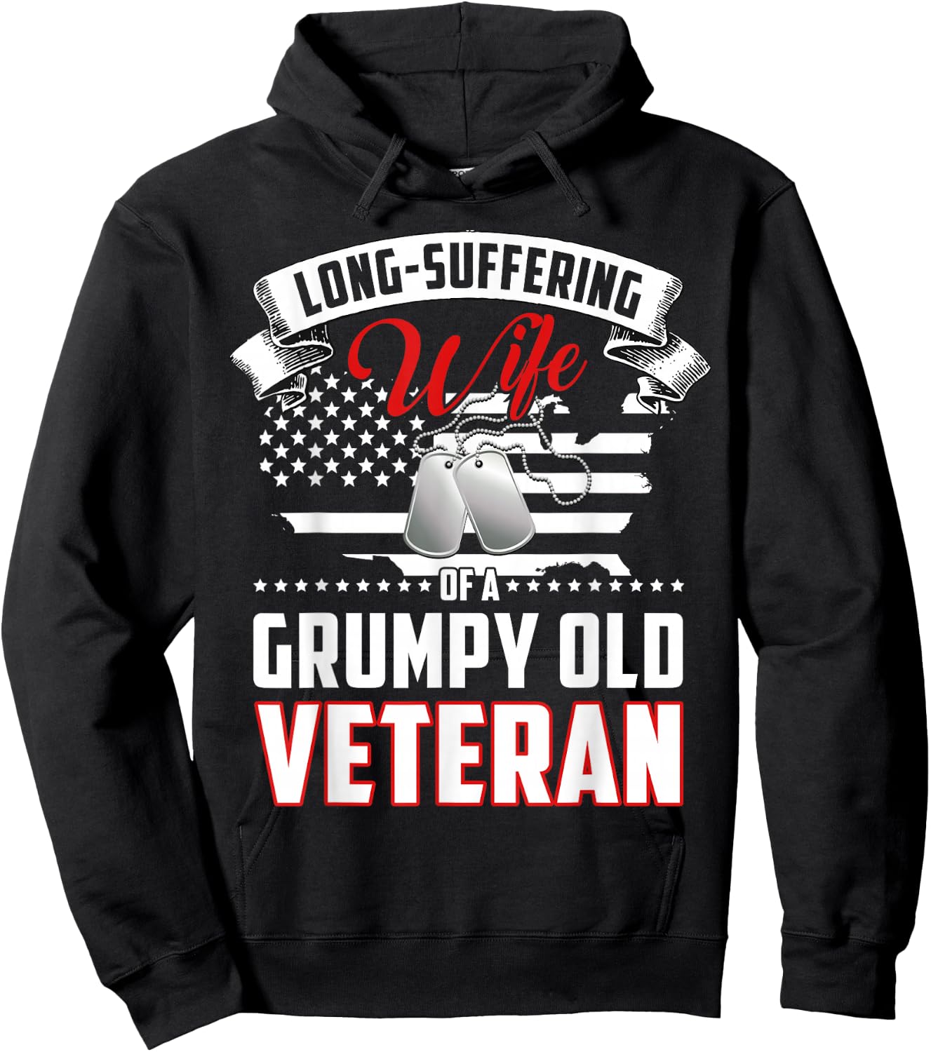 Long Suffering Wife Of A Grumpy Old Veteran Hoodie - Hoodie | Black