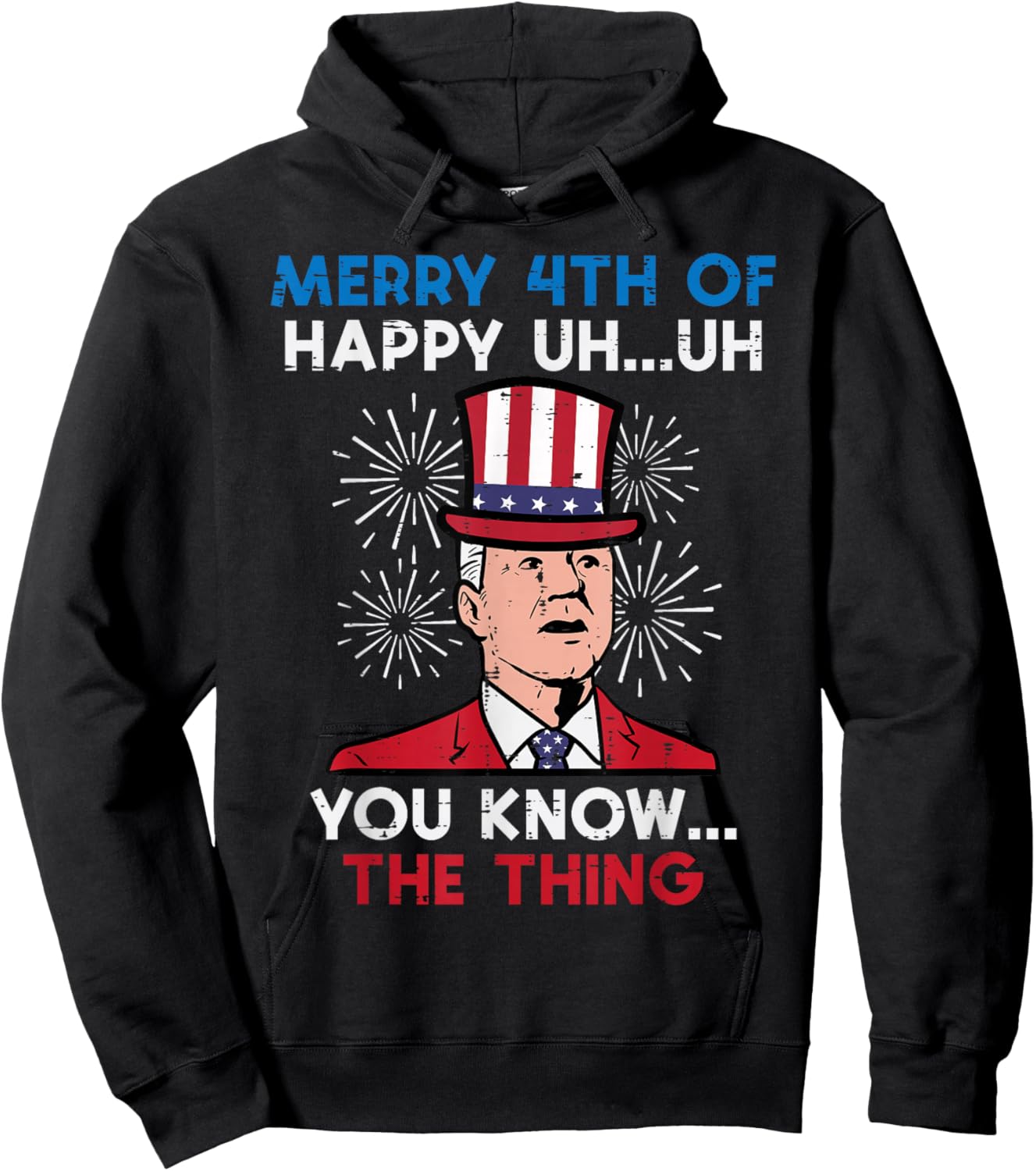Merry 4th Of July Joe Funny Confused Patriot Men Women Hoodie - Hoodie | Black