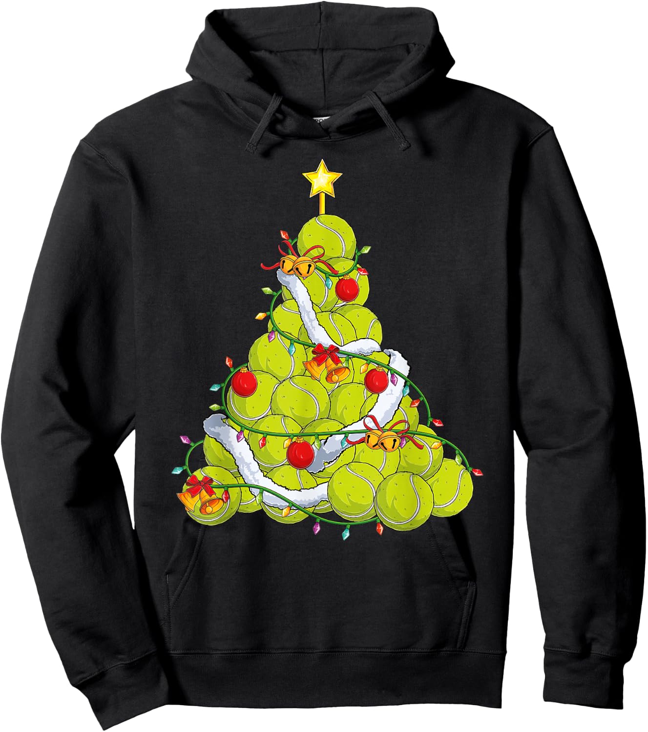 Tennis Christmas Tree Xmas Pajamas player coach Men Women Hoodie - Hoodie | Black