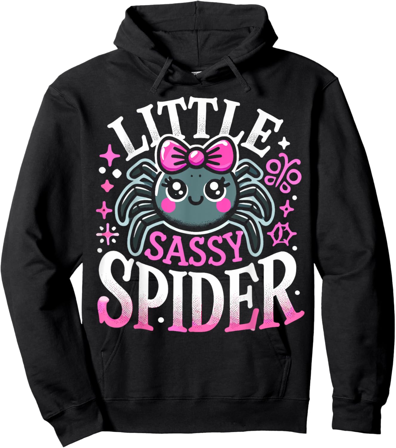Kids Little Sassy Spider Girls Cute Spider Halloween Decor Hoodie - Hoodie | Black