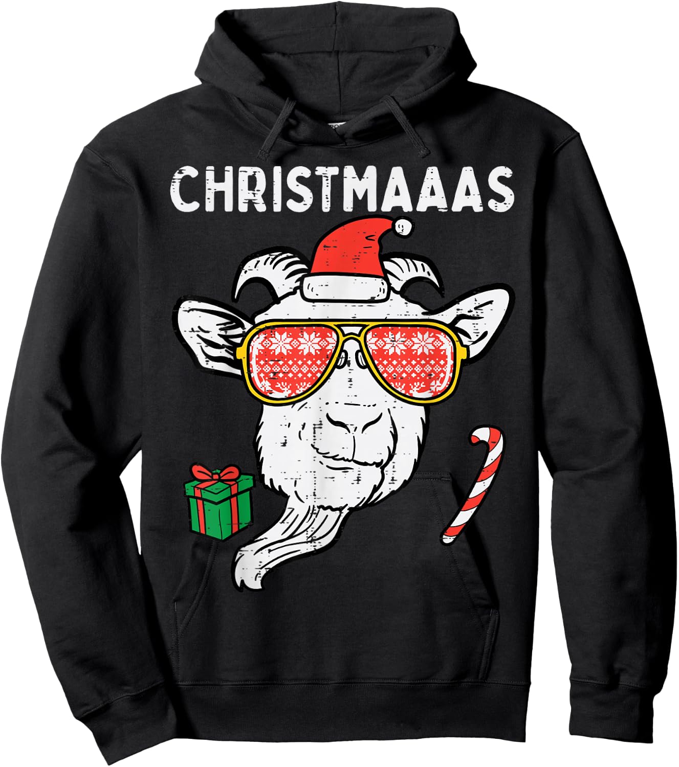 Christmas Goat Santa Xmas Farm Animal Farmer Men Women Kids Hoodie - Hoodie | Black