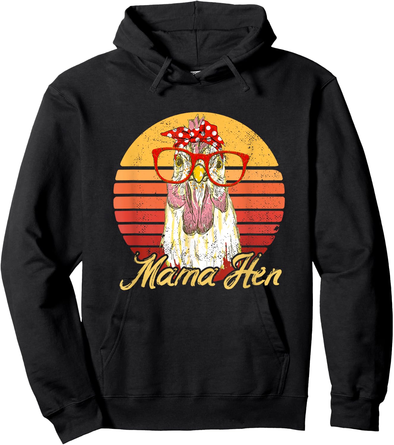 Vintage Mama Hen Chicken Gift Mom Farm Hoodie - Hoodie | Black