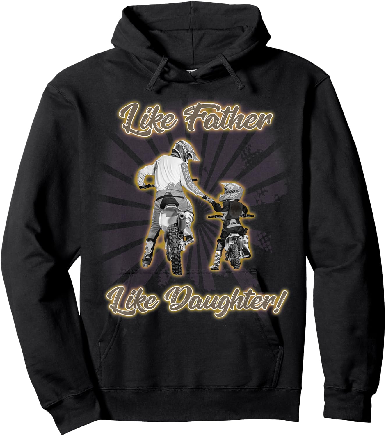 Like Father Like Daughter Dirt Bike Fathers Day Gift Hoodie - Hoodie | Black
