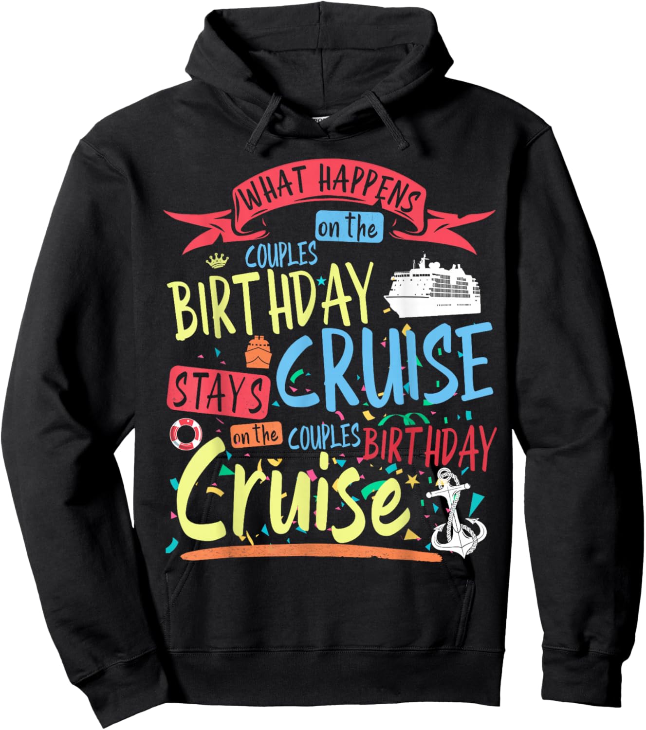Couples Cruise Outfit Idea Women & Couples Birthday Cruise Hoodie - Hoodie | Black