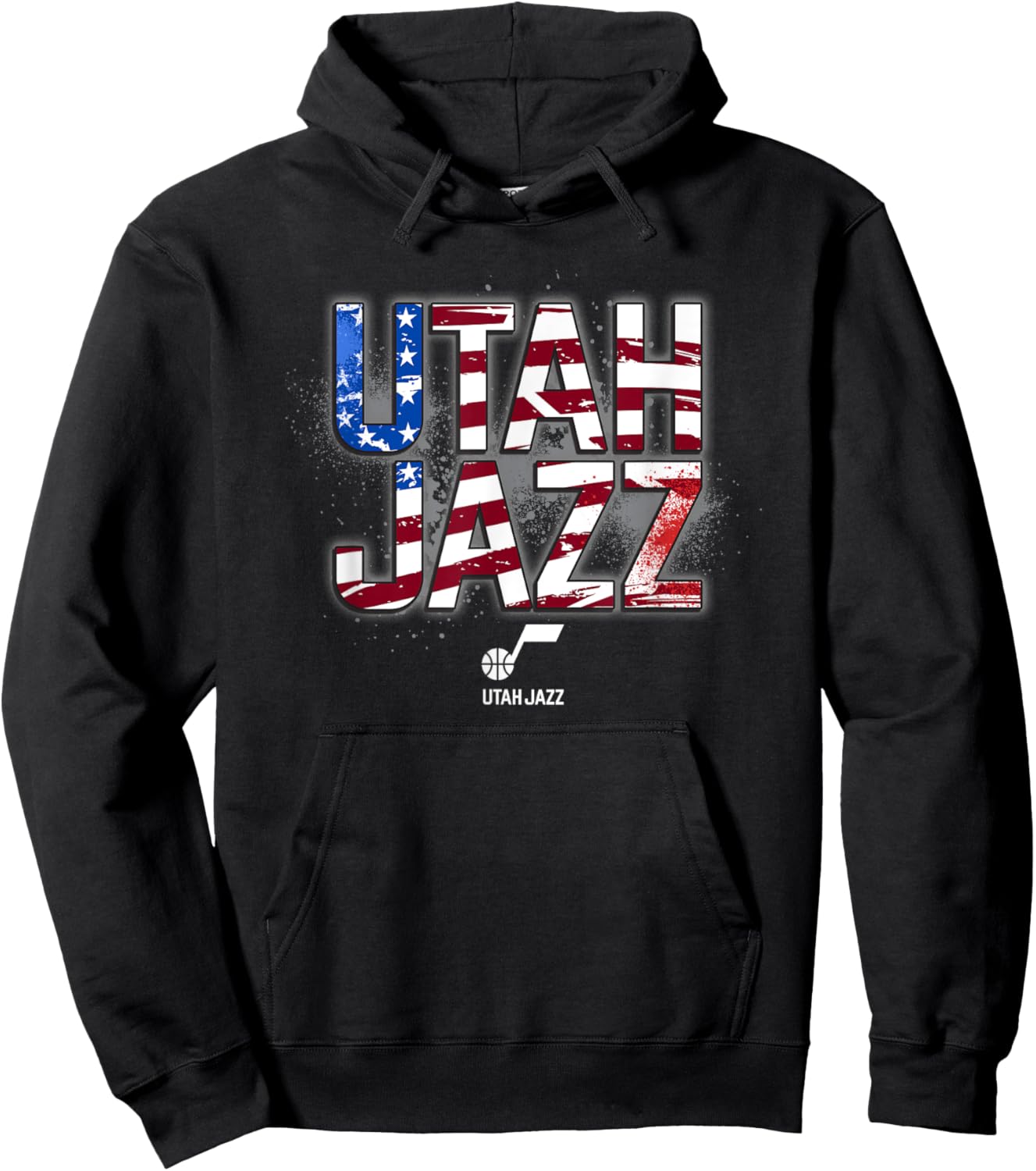 NBA Utah Jazz American Flag Distressed Paint Spill Logo Hoodie - Hoodie | Black