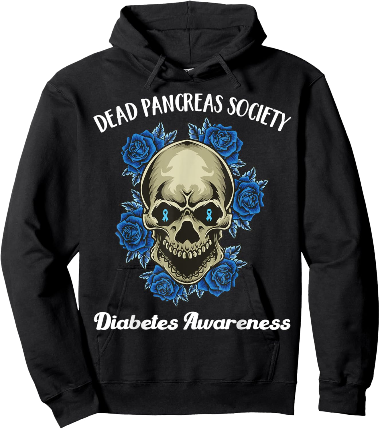 Dead Pancreas Society Funny Diabetes Awareness Sugar Skull Hoodie - Hoodie | Black