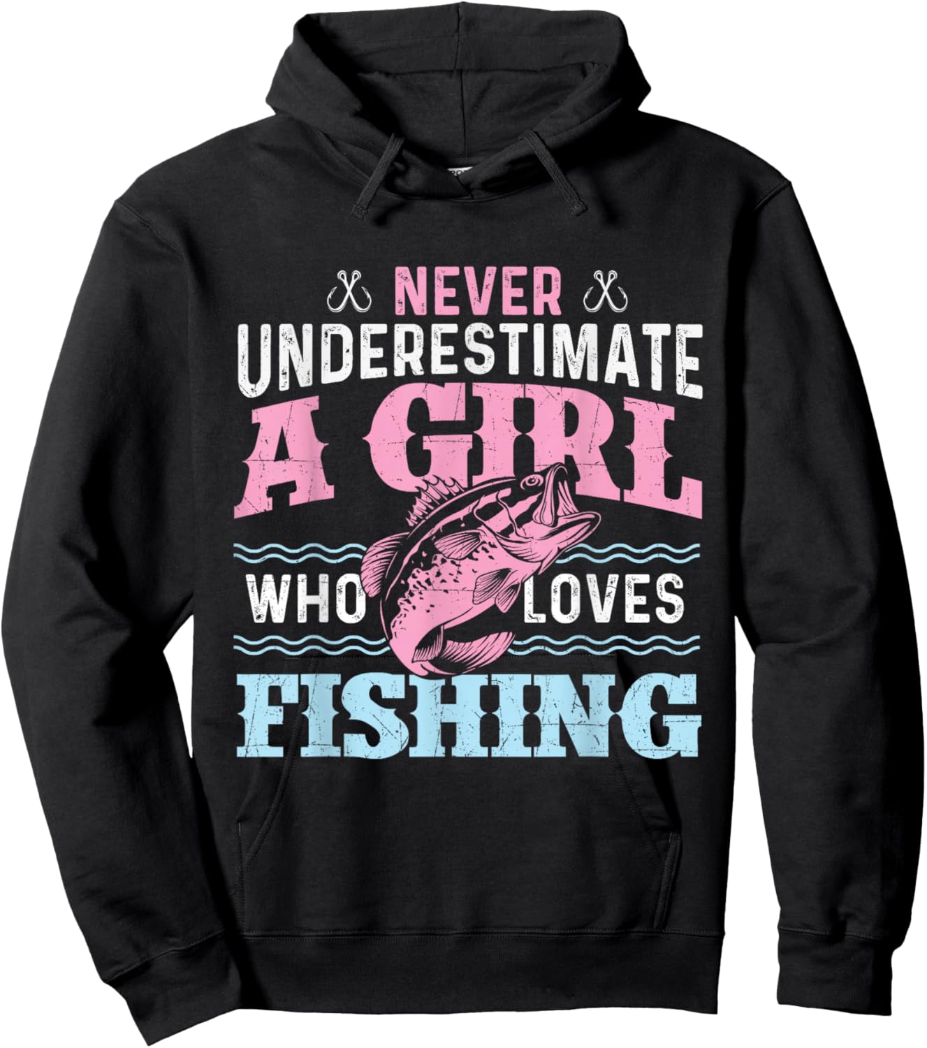 Never Underestimate A Girl Who Loves Fishing - Fish Lover Hoodie - Hoodie | Black