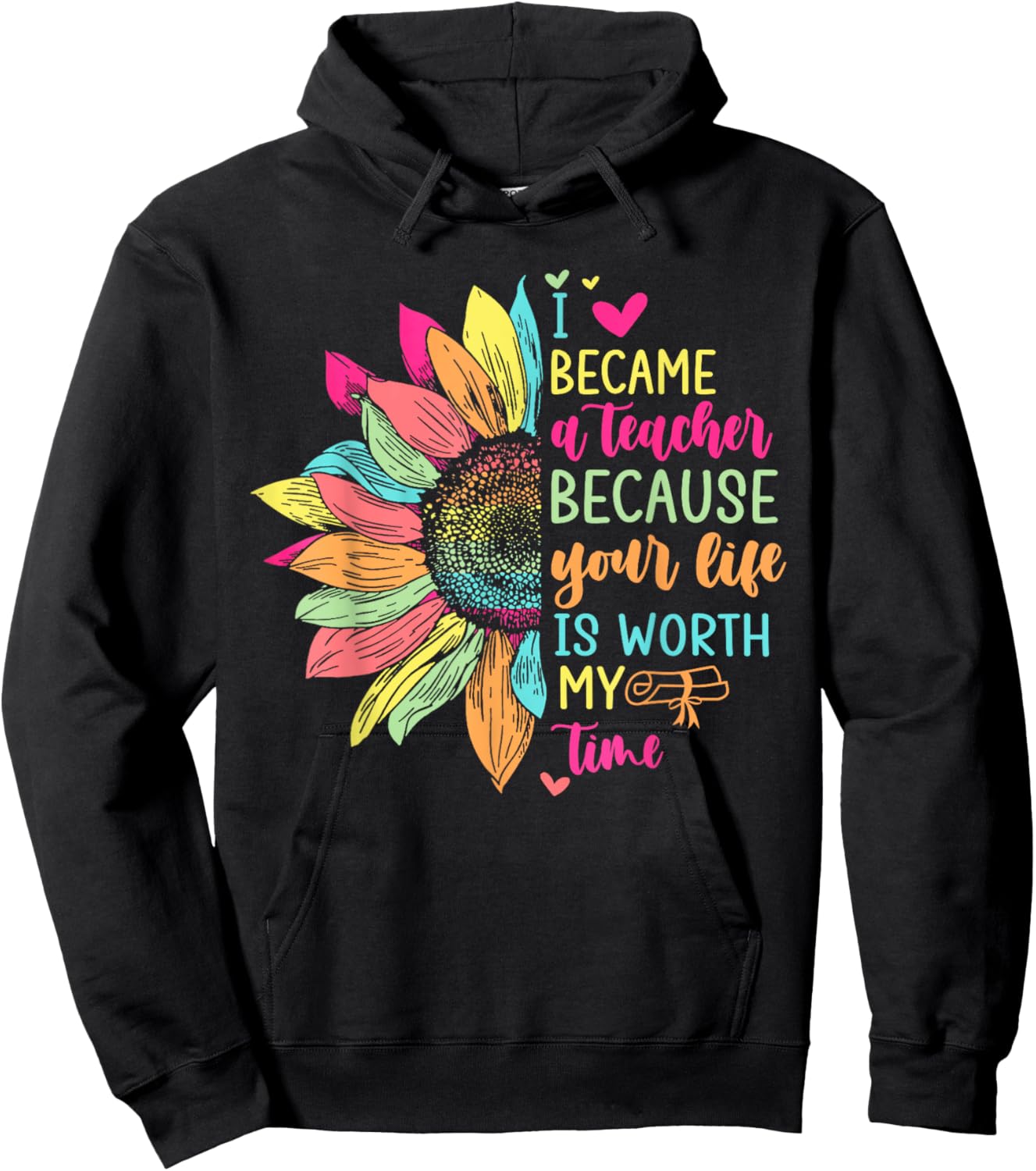 I Became A Teacher Because Your Life Is Worth My Time School Women Hoodie - Hoodie | Black