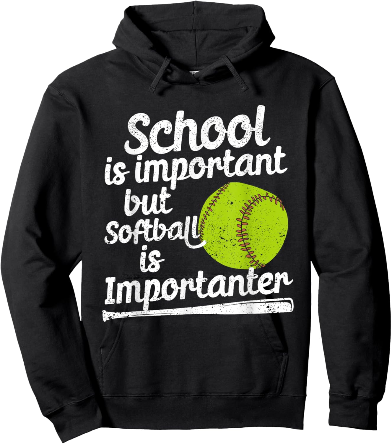 School Is Important But Softball Importanter Softball Lover Hoodie - Hoodie | Black