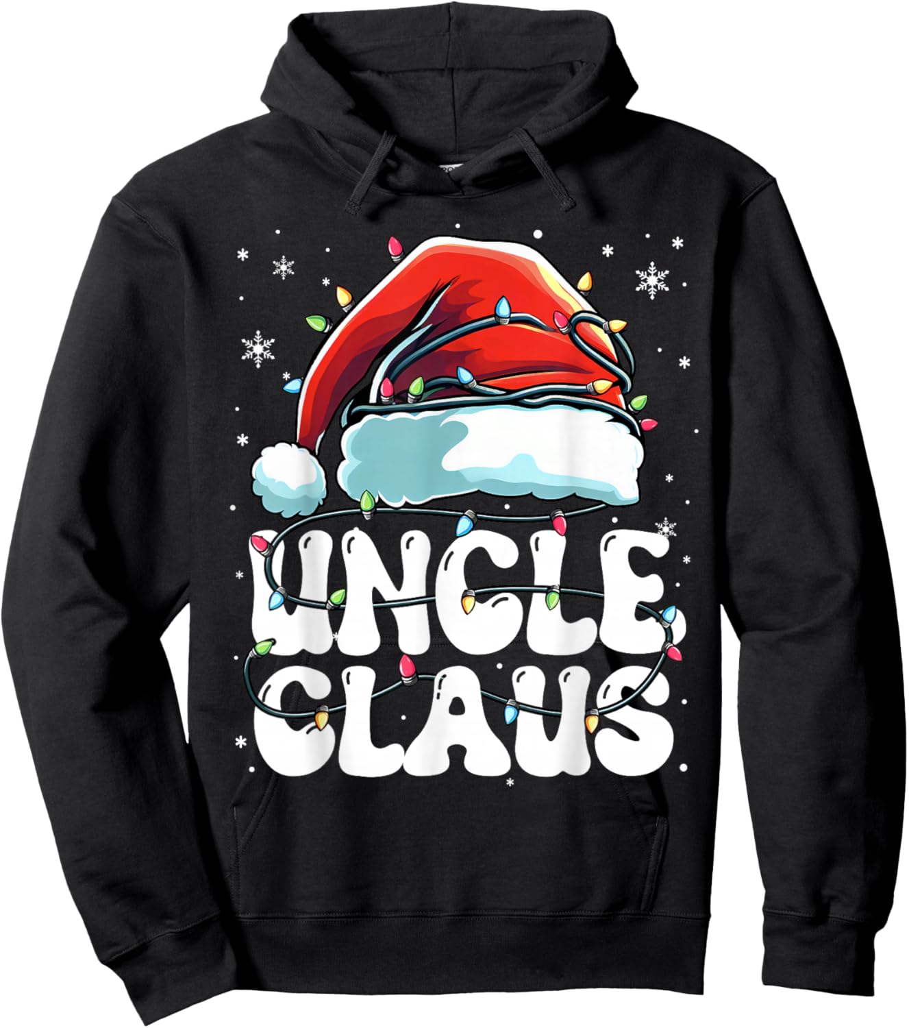 Groovy Uncle Claus Christmas Lights Funny Family Xmas Pajama Hoodie - Hoodie | Black