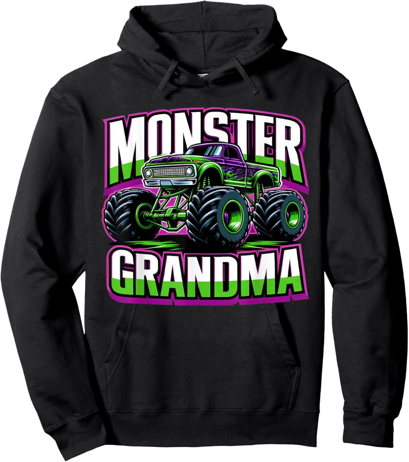 Monster Truck Race Racer Driver Grandma Mother's Day Hoodie - Hoodie | Black