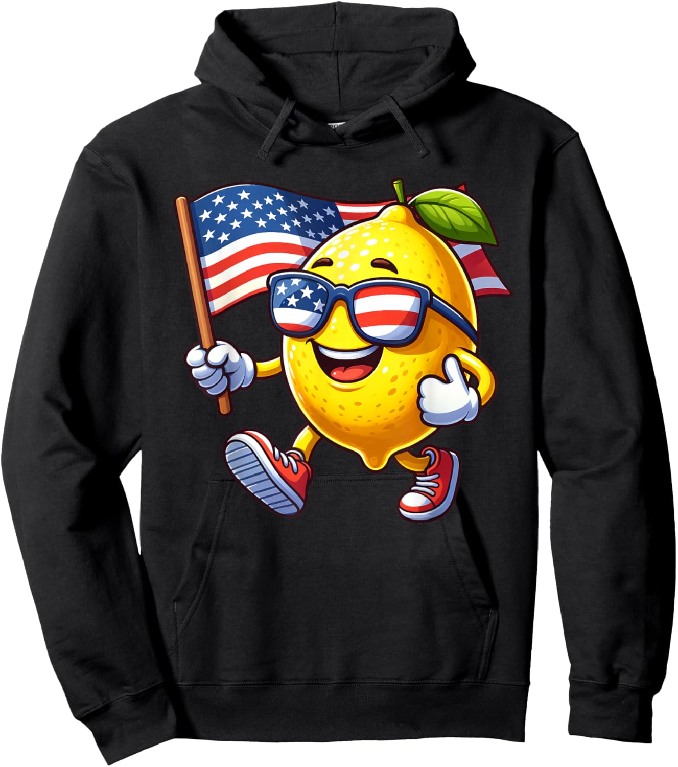 Lemon 4th July USA Flag Patriotic America Mom Dad Kids Hoodie - Hoodie | Black