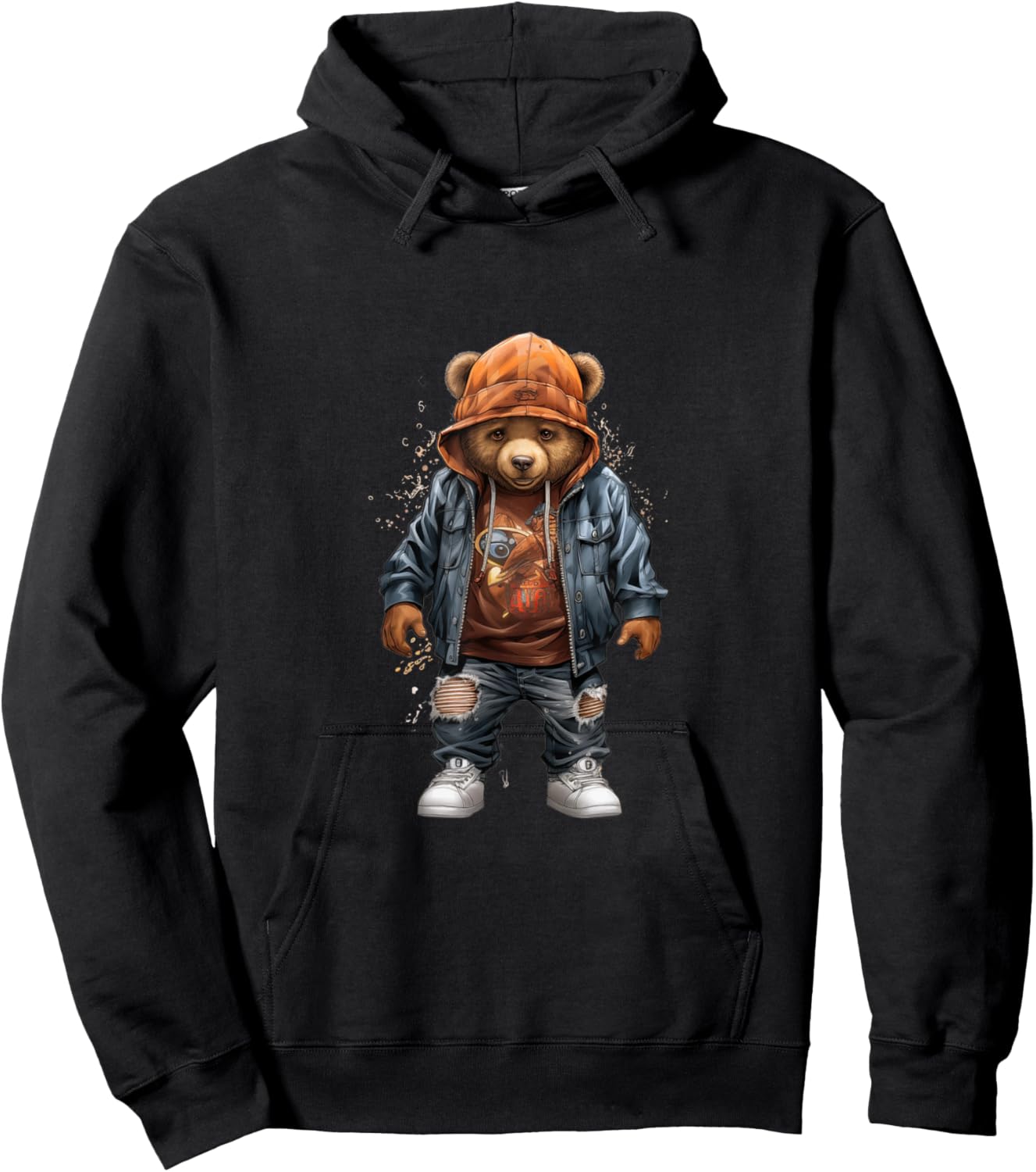 Urban hip hop novelty graphic teddy bear Hoodie - Hoodie | Black