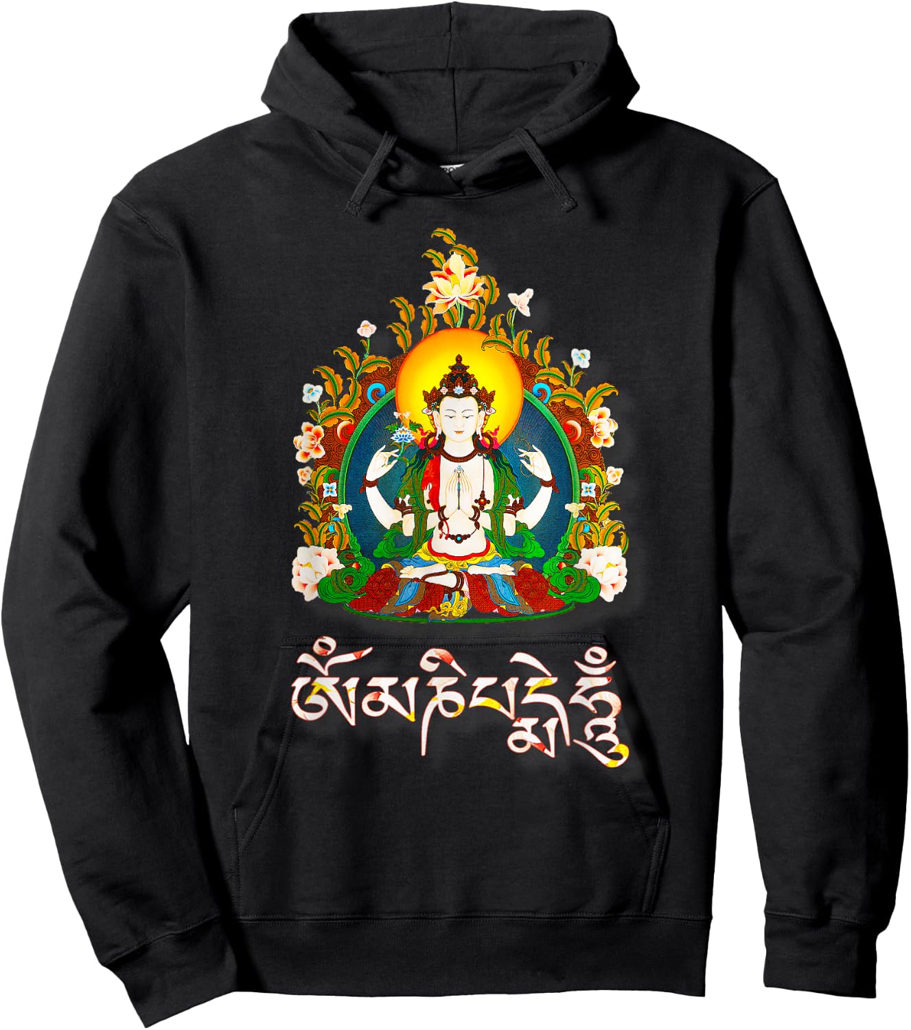 Tibetan Buddha Om Mani Padme Hum Amitabha Hoodie - Hoodie | Black