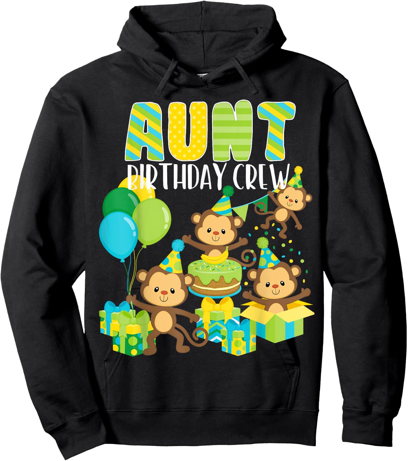 Birthday Party Monkey Aunt Birthday Crew Family Matching Hoodie - Hoodie | Black