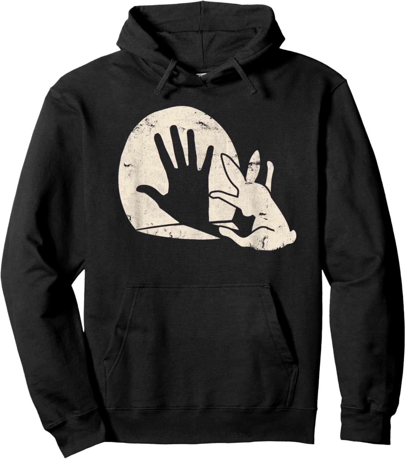 Rabbit Hand Shadow Puppet Bunny Animal Shadow Hoodie - Hoodie | Black