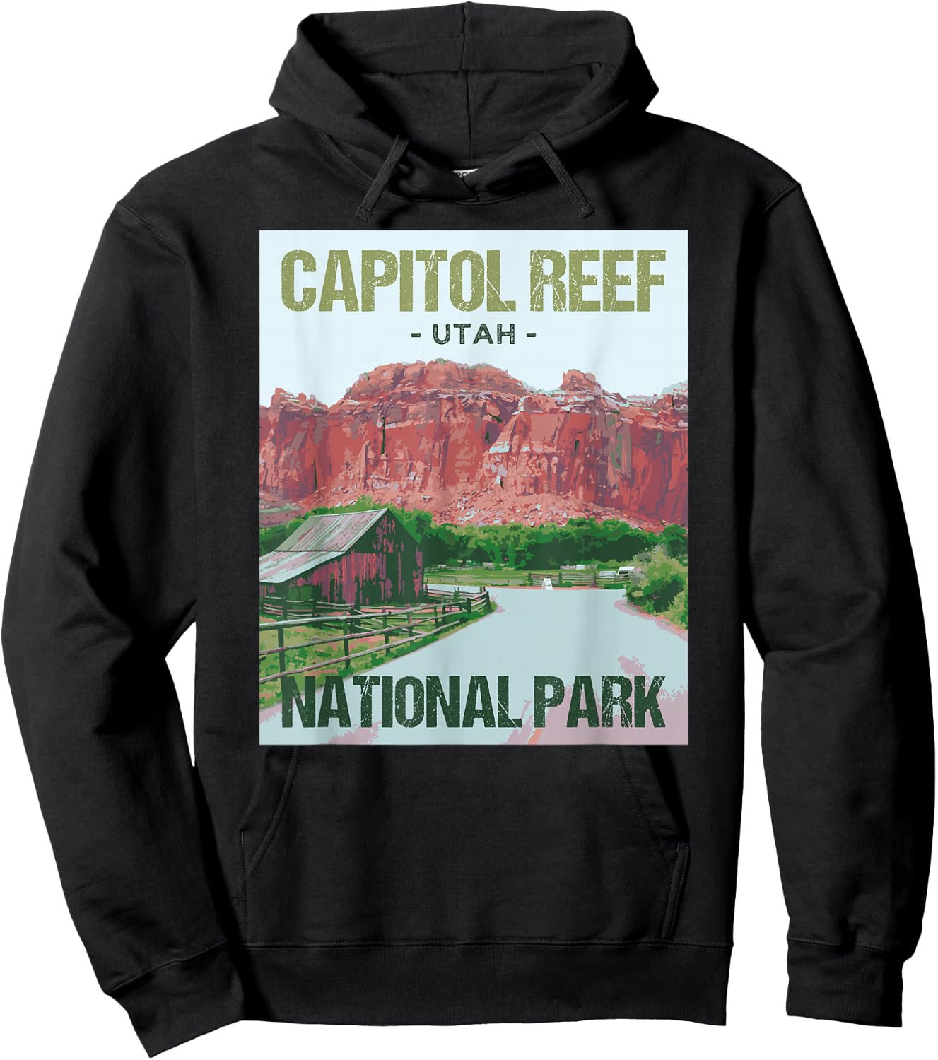 Capitol Reef National Park Utah Poster Design Hoodie - Hoodie | Black