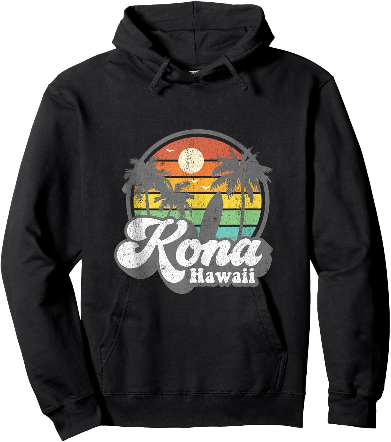 Vintage Kona Beach Hawaii Surf Hawaiian Surfing 70's Gift Hoodie - Hoodie | Black
