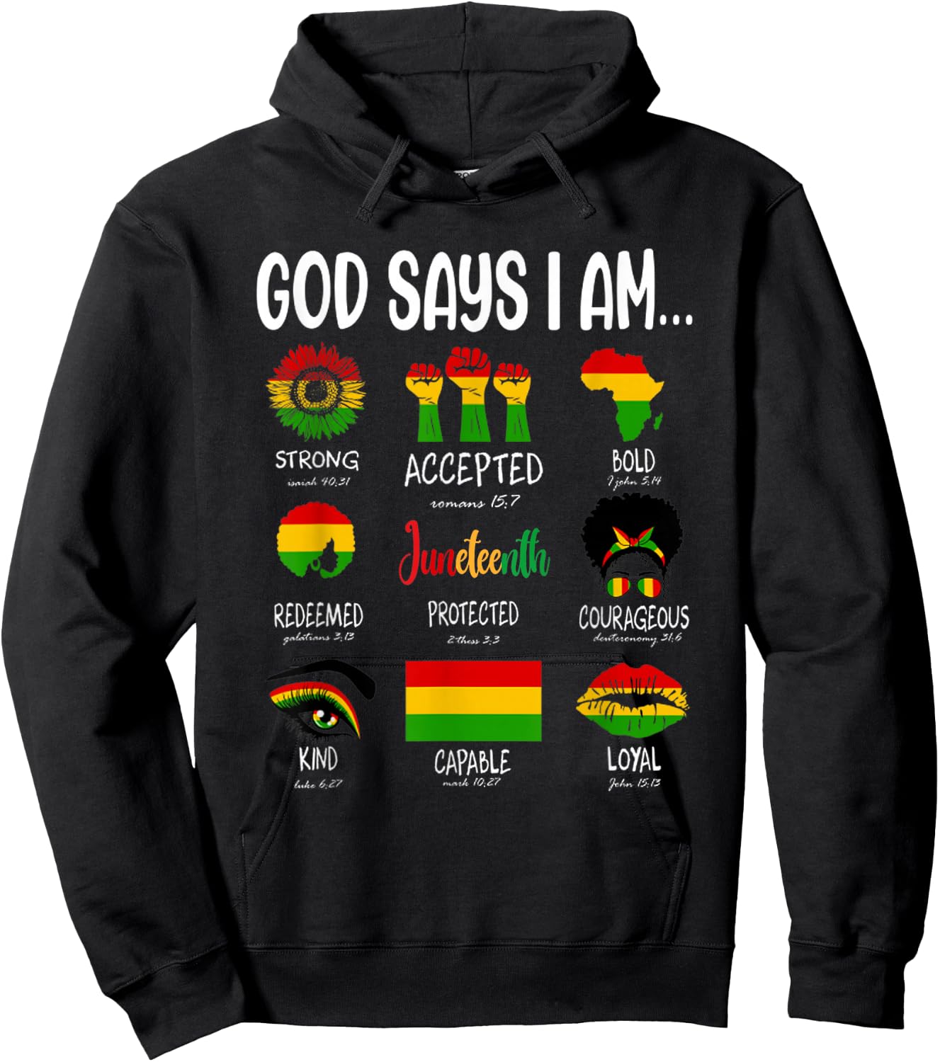 Juneteenth God Says I Am Celebrating Black Freedom 1865 Hoodie - Hoodie | Black