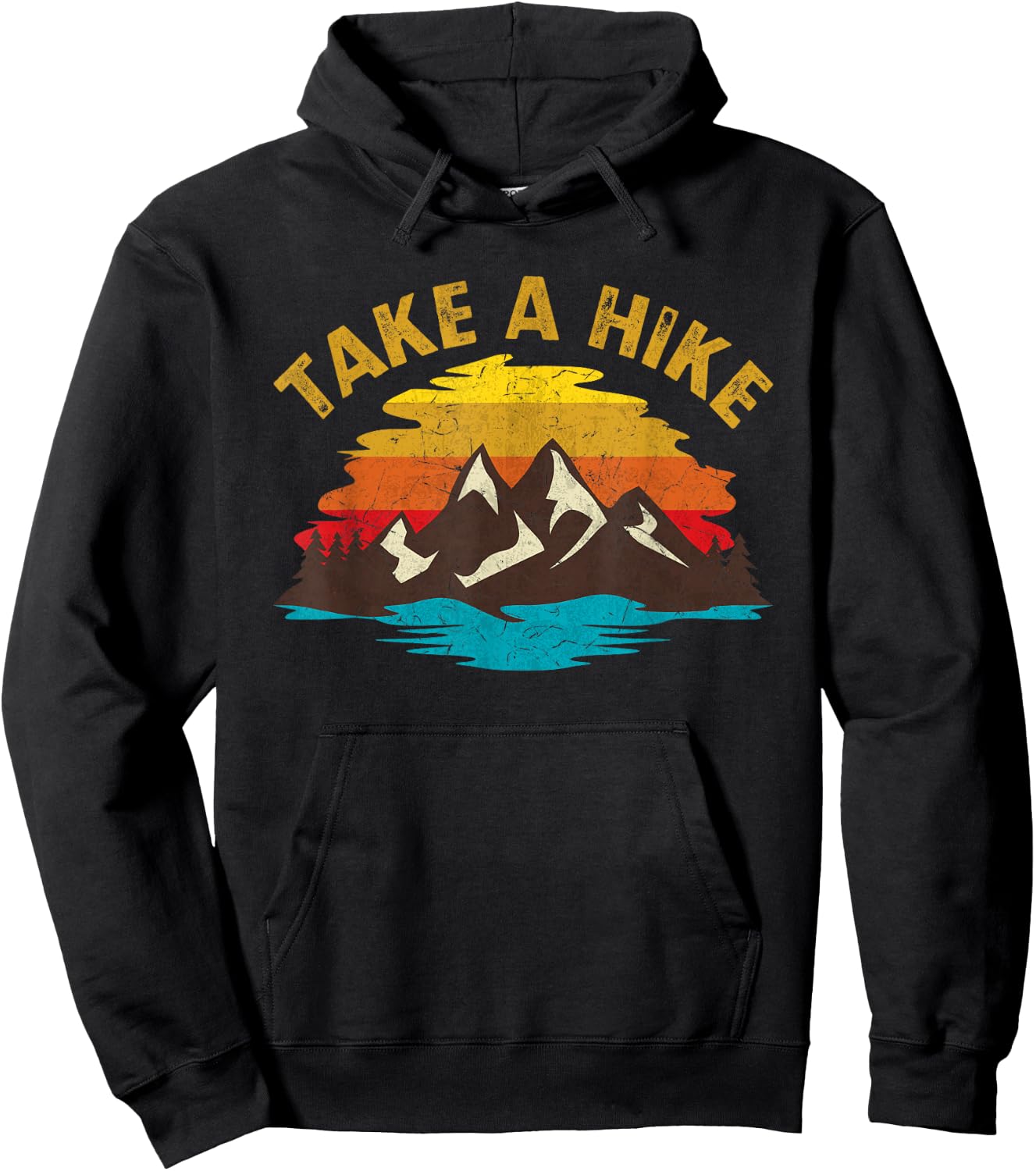 Take A Hike Outdoor Sunset Vintage Style Mountains Nature Hoodie - Hoodie | Black