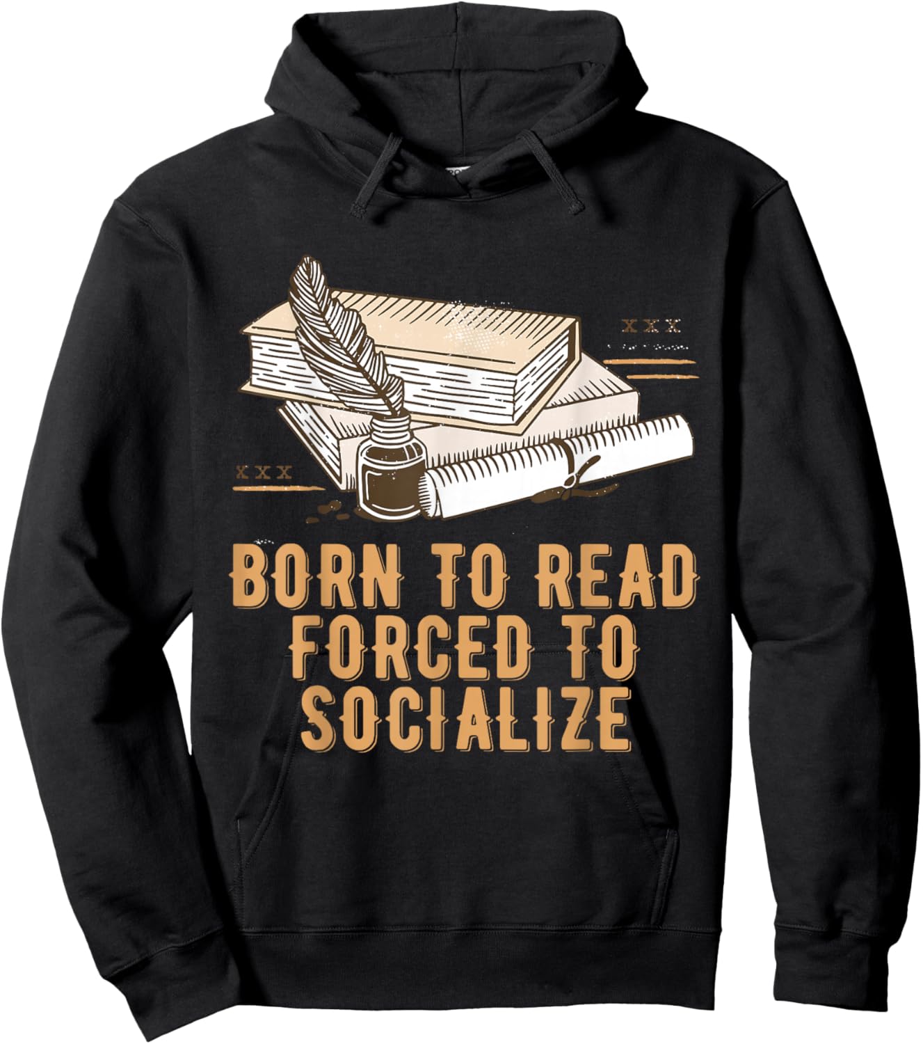 Born to Read Forced to Socialize Bookworm Reading Book Lover Hoodie - Hoodie | Black