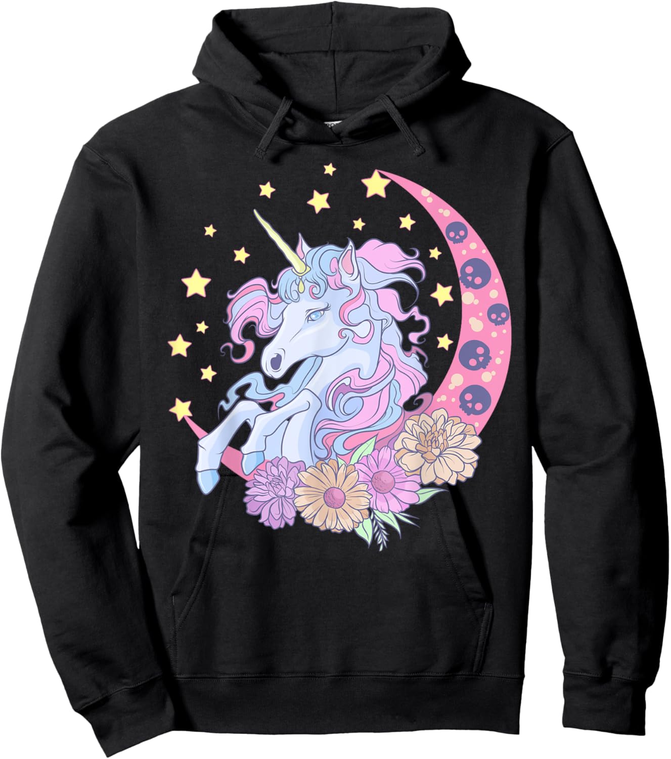 Pastel Goth Unicorn Japanese Anime Kawaii Creepy Cute Hoodie - Hoodie | Black
