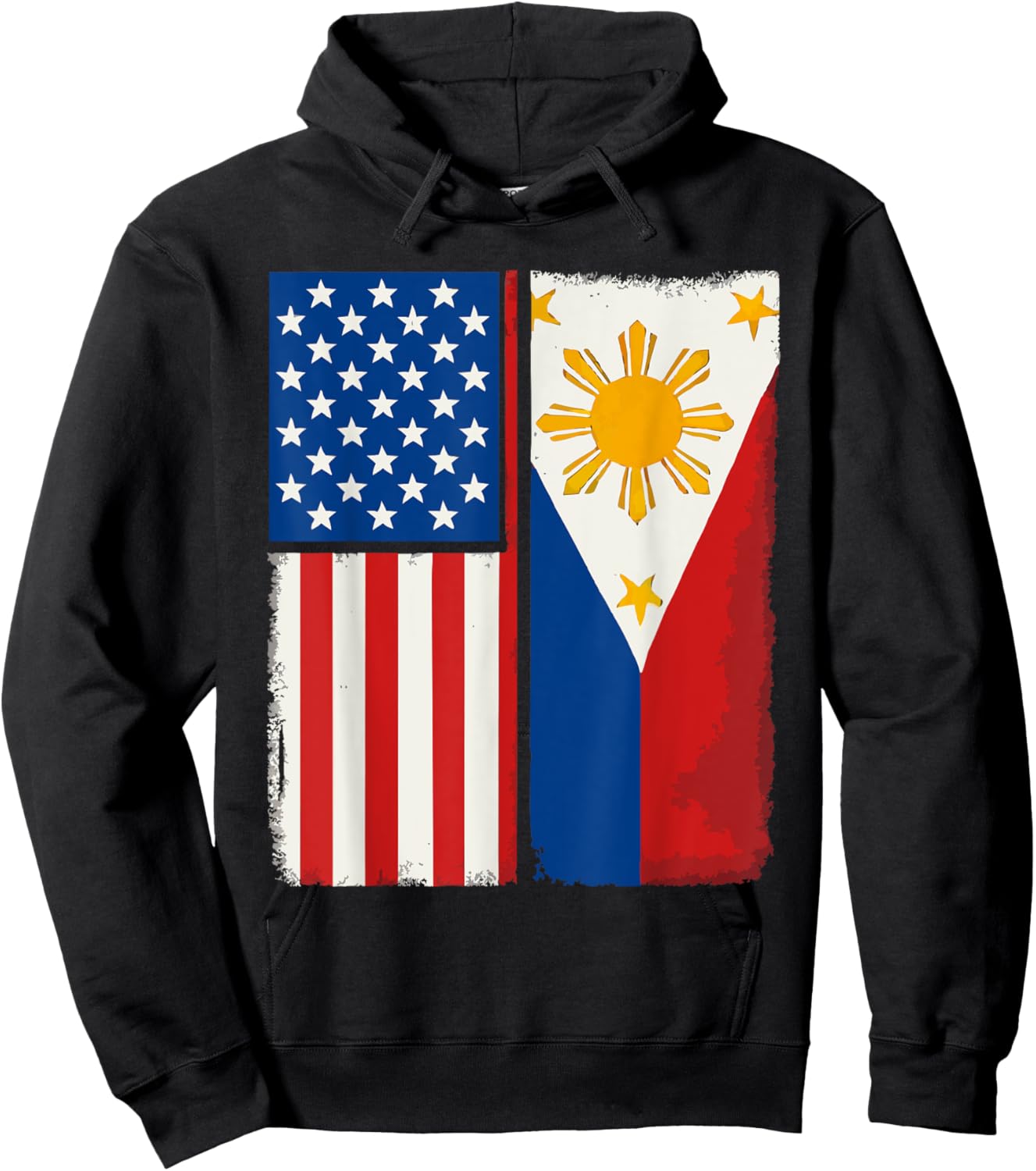 Half Filipino Half American USA Flag Philippines America Hoodie - Hoodie | Black