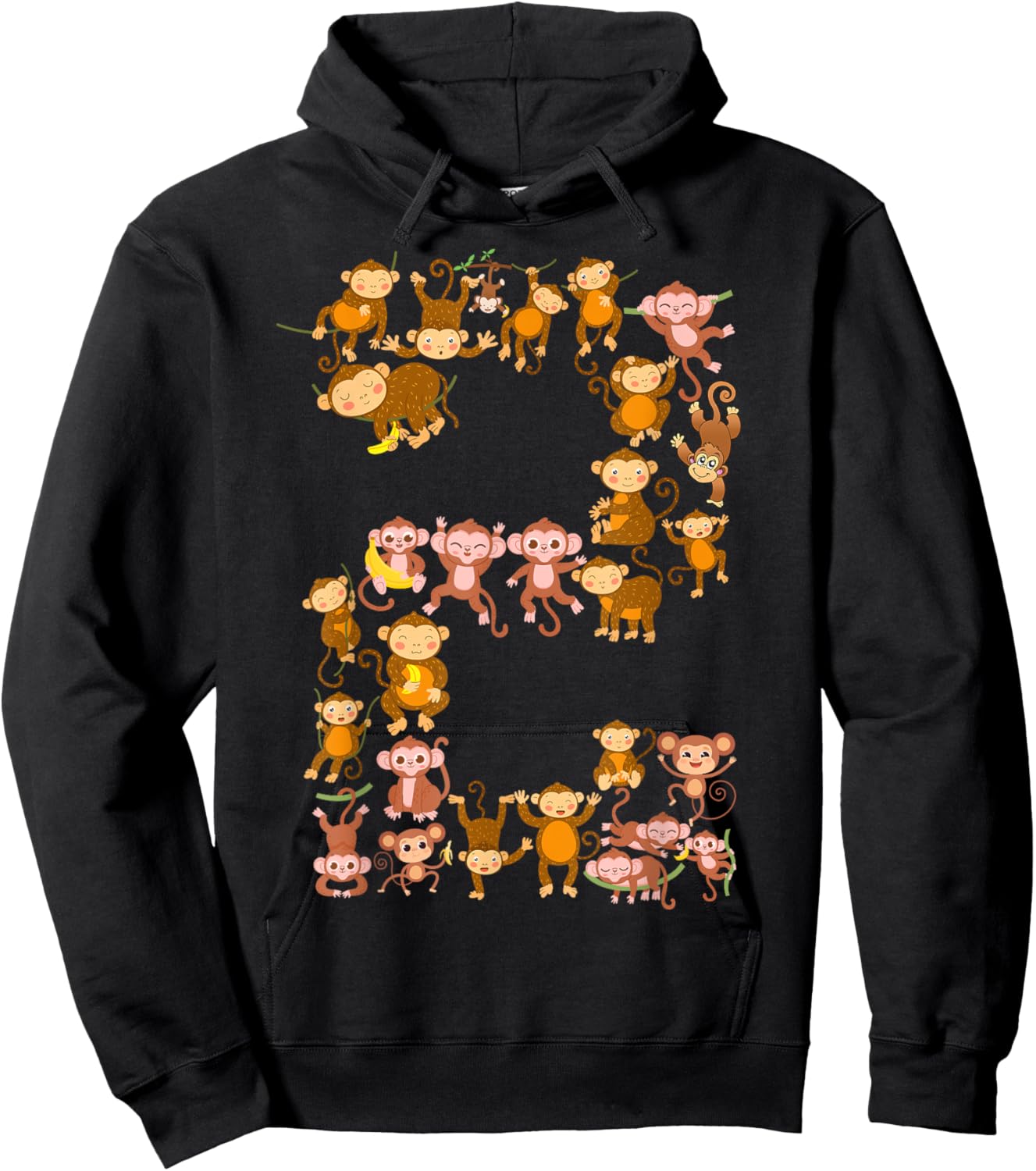 Toddler 2nd Birthday Monkey Themed 2 Year Old Monkeys Lovers Hoodie - Hoodie | Black
