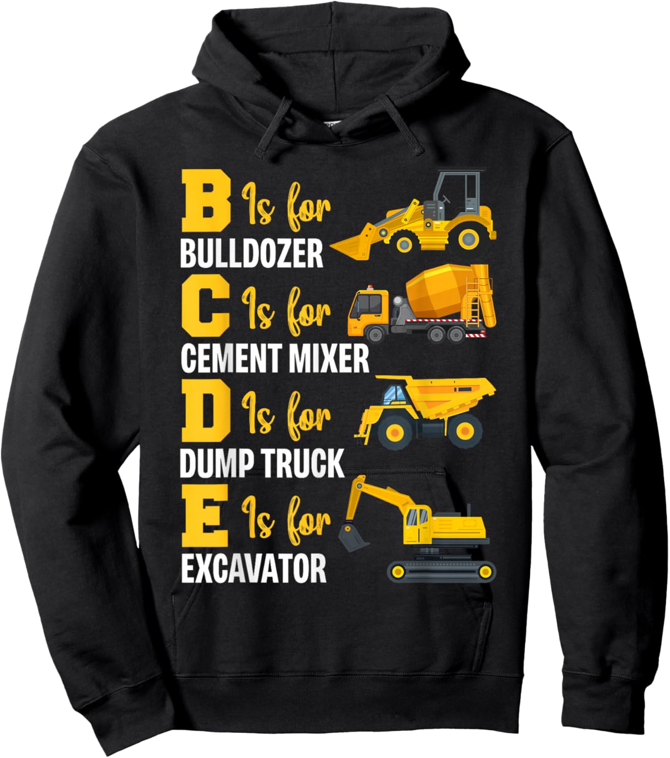 Construction Lover Gift Co. Heavy Equipment Construction Operator - Adults & Kids - Black - Short Sleeve - Modern Style - Letter Print - Construction, Excavation, Dump Truck Themed Hoodie - Hoodie | Black